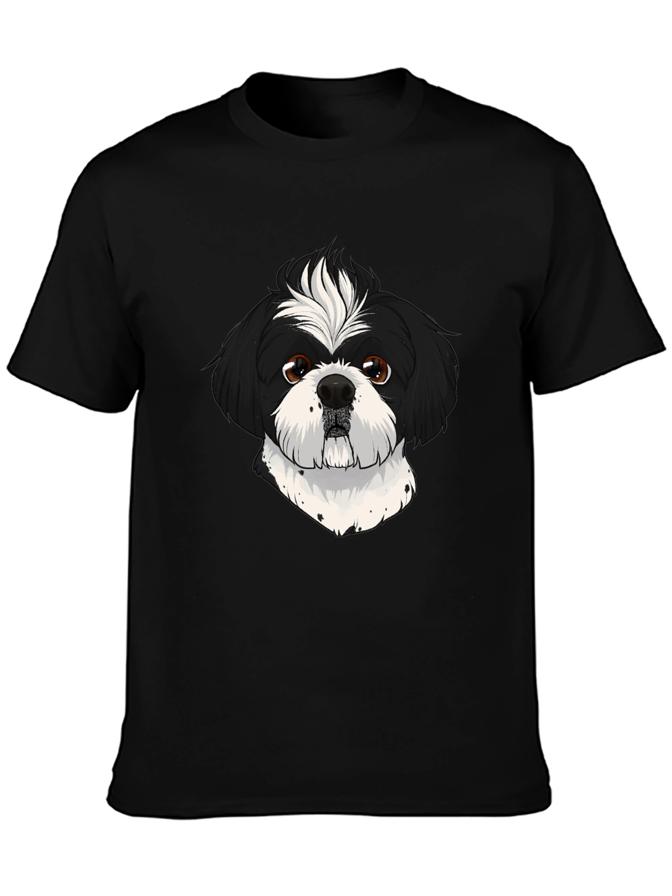 Shih Tzu Dog Graphic Print Black T-Shirt