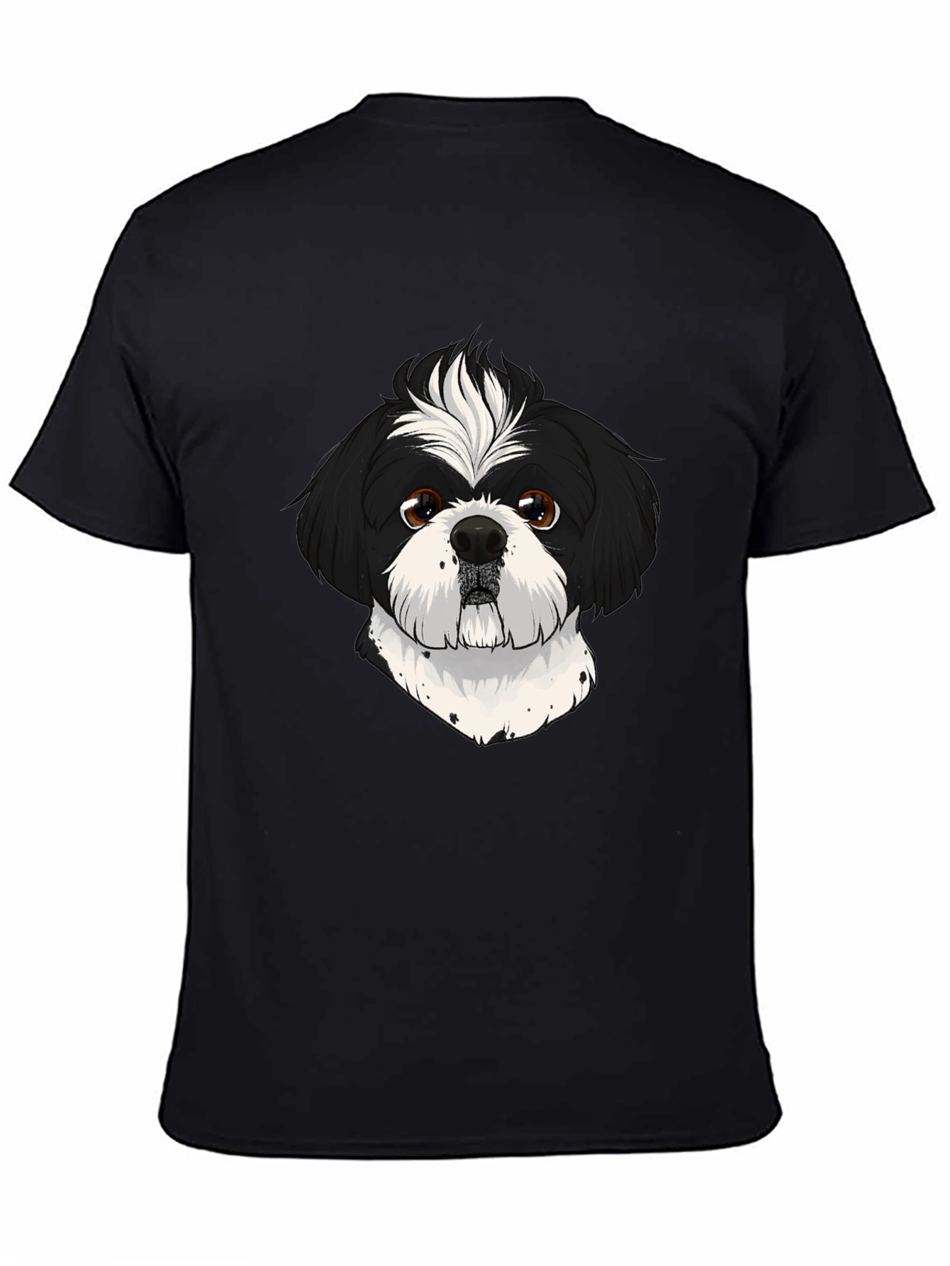 Shih Tzu Dog Graphic Print Black T-Shirt