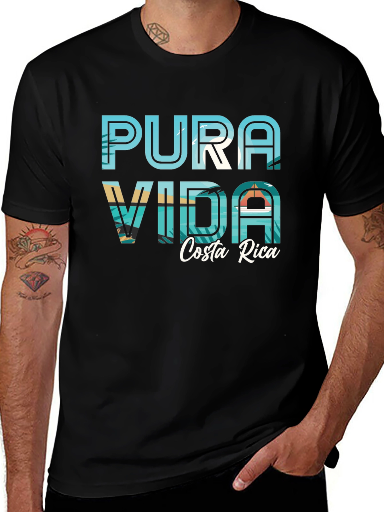 Pura Vida Costa Rica Graphic Tee - Black