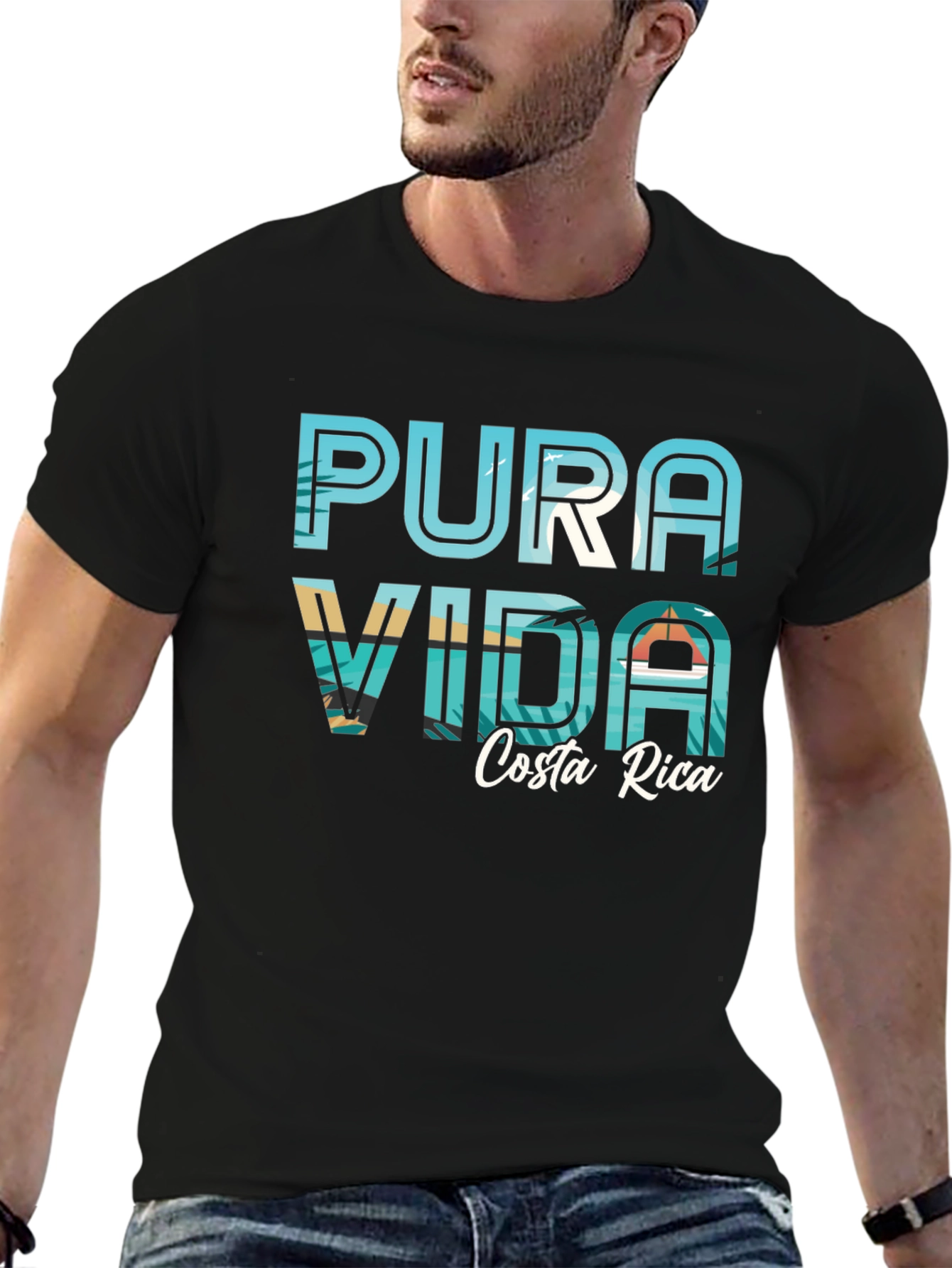 Pura Vida Costa Rica Graphic Tee - Black