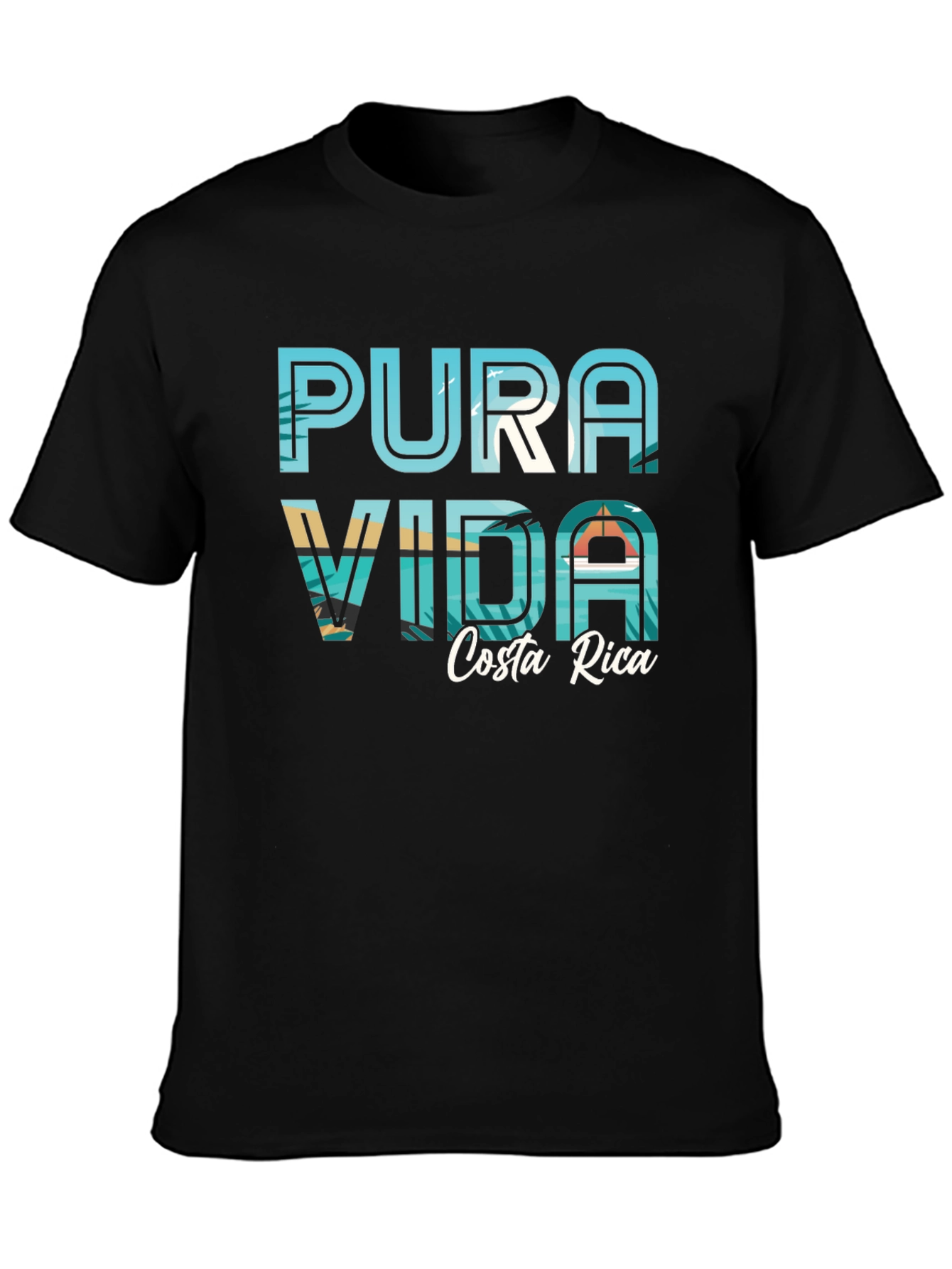 Pura Vida Costa Rica Graphic Tee - Black