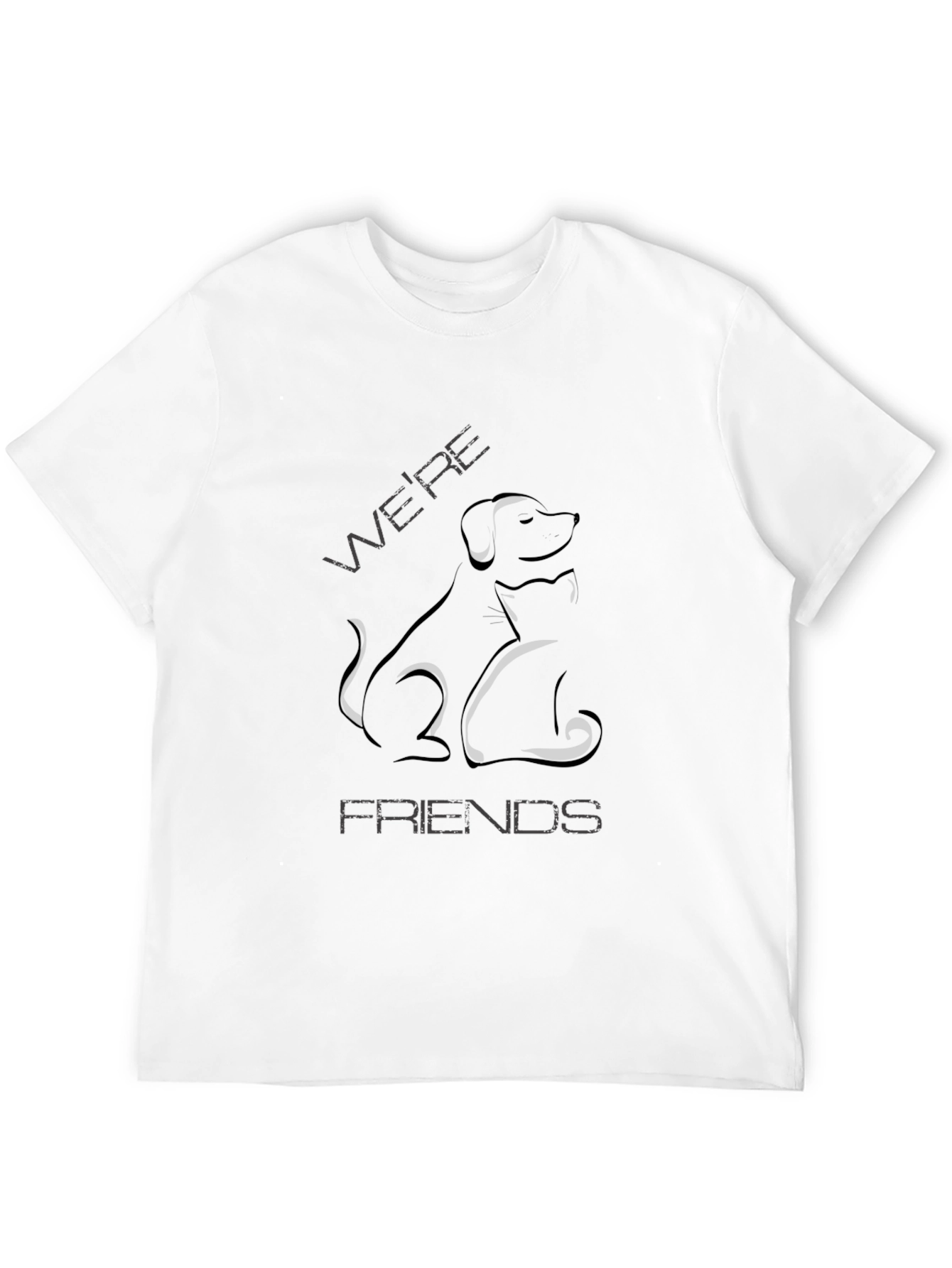 Dog and Cat Were Friends Black T-Shirt