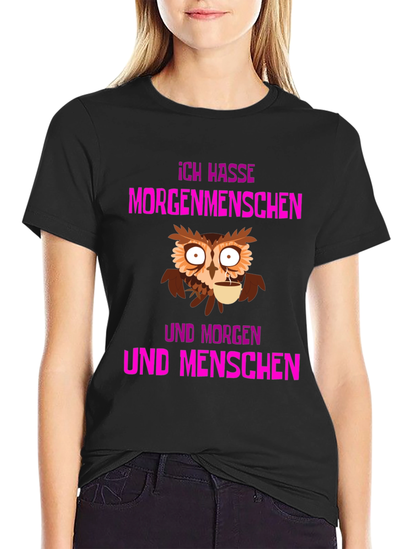 Ich Hasse Morgenmenschen Owl T-Shirt