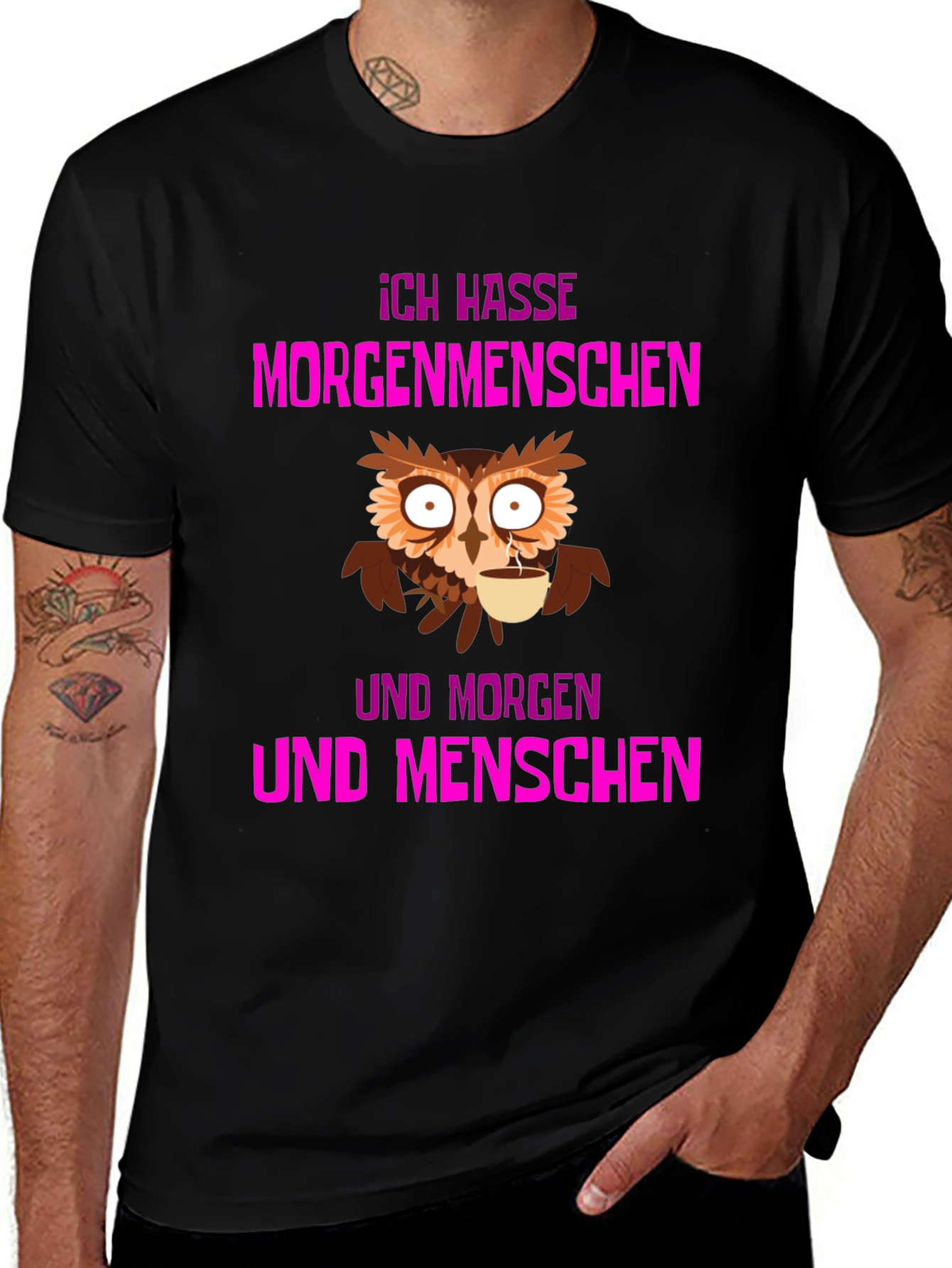 Ich Hasse Morgenmenschen Owl T-Shirt