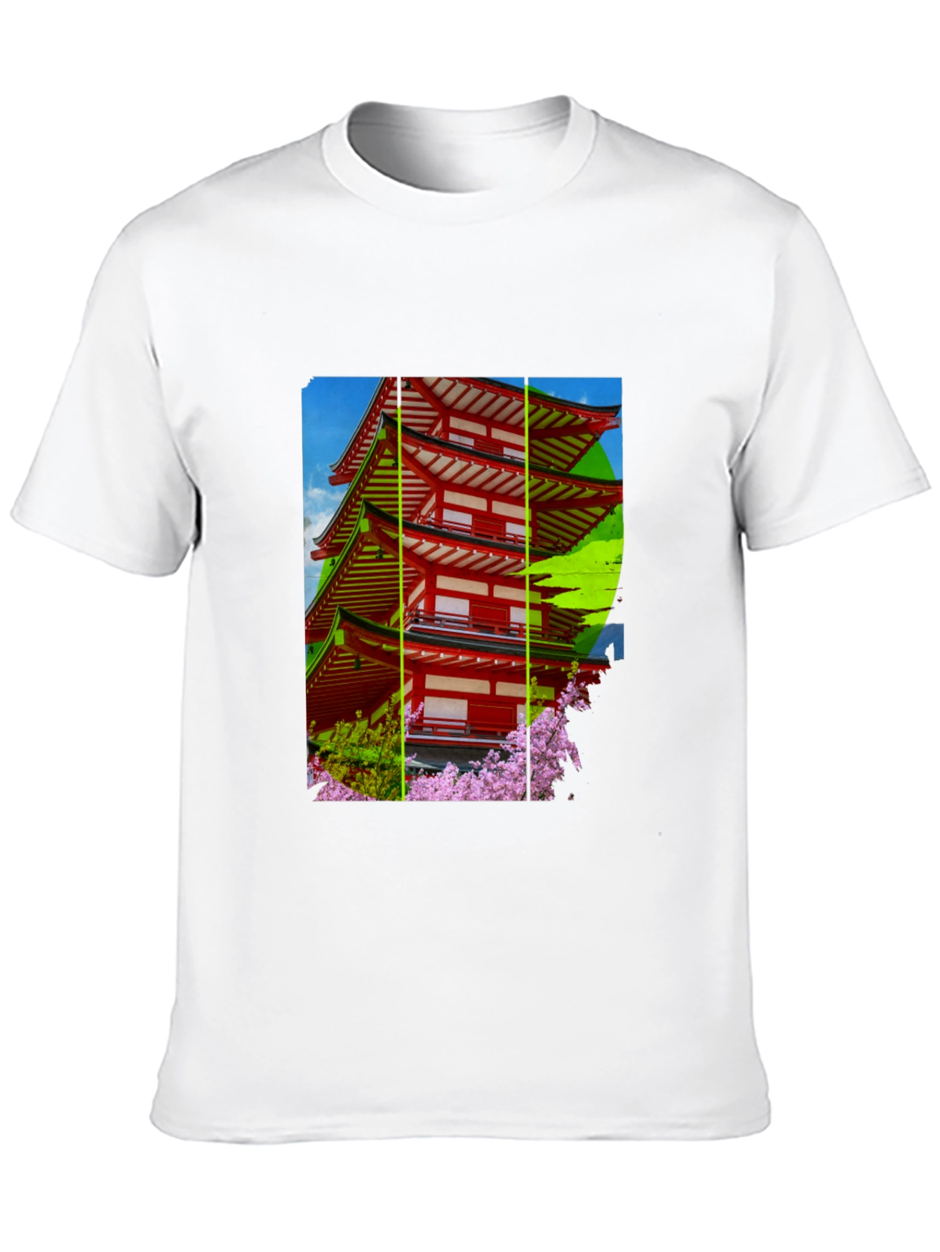 Japanese Pagoda T-Shirt - Black Cotton Blend