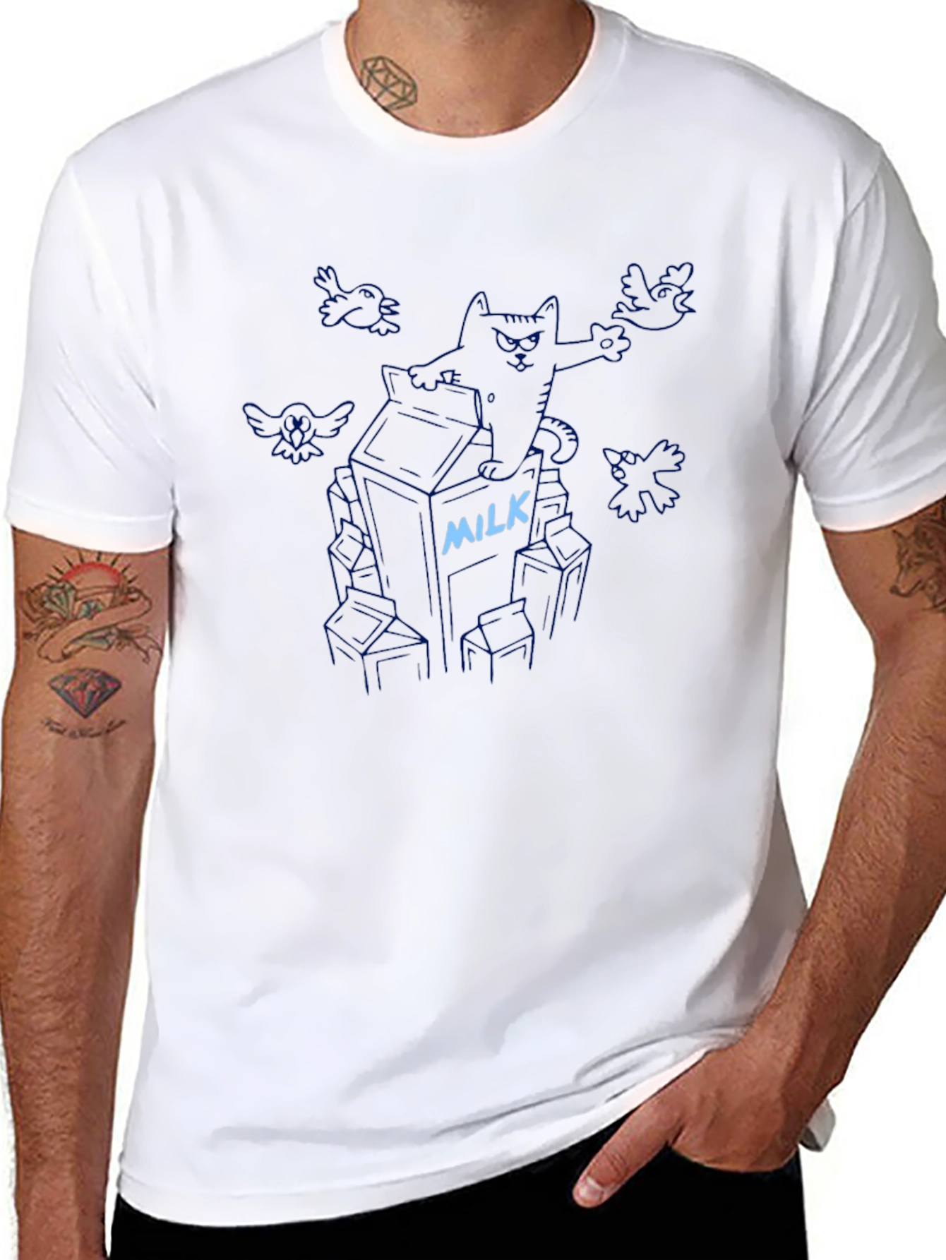 Milk Carton Cat T-Shirt - Funny Graphic Tee