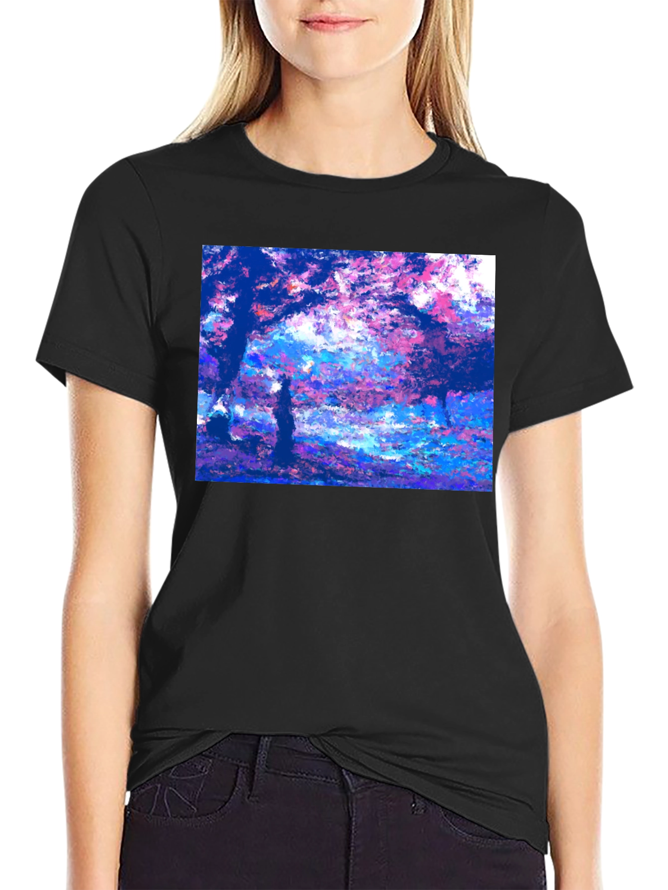 Impressionist Trees Black T-Shirt