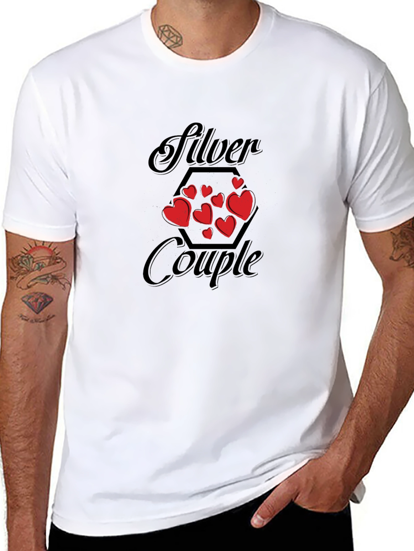 Silver Couple Heart T-Shirt
