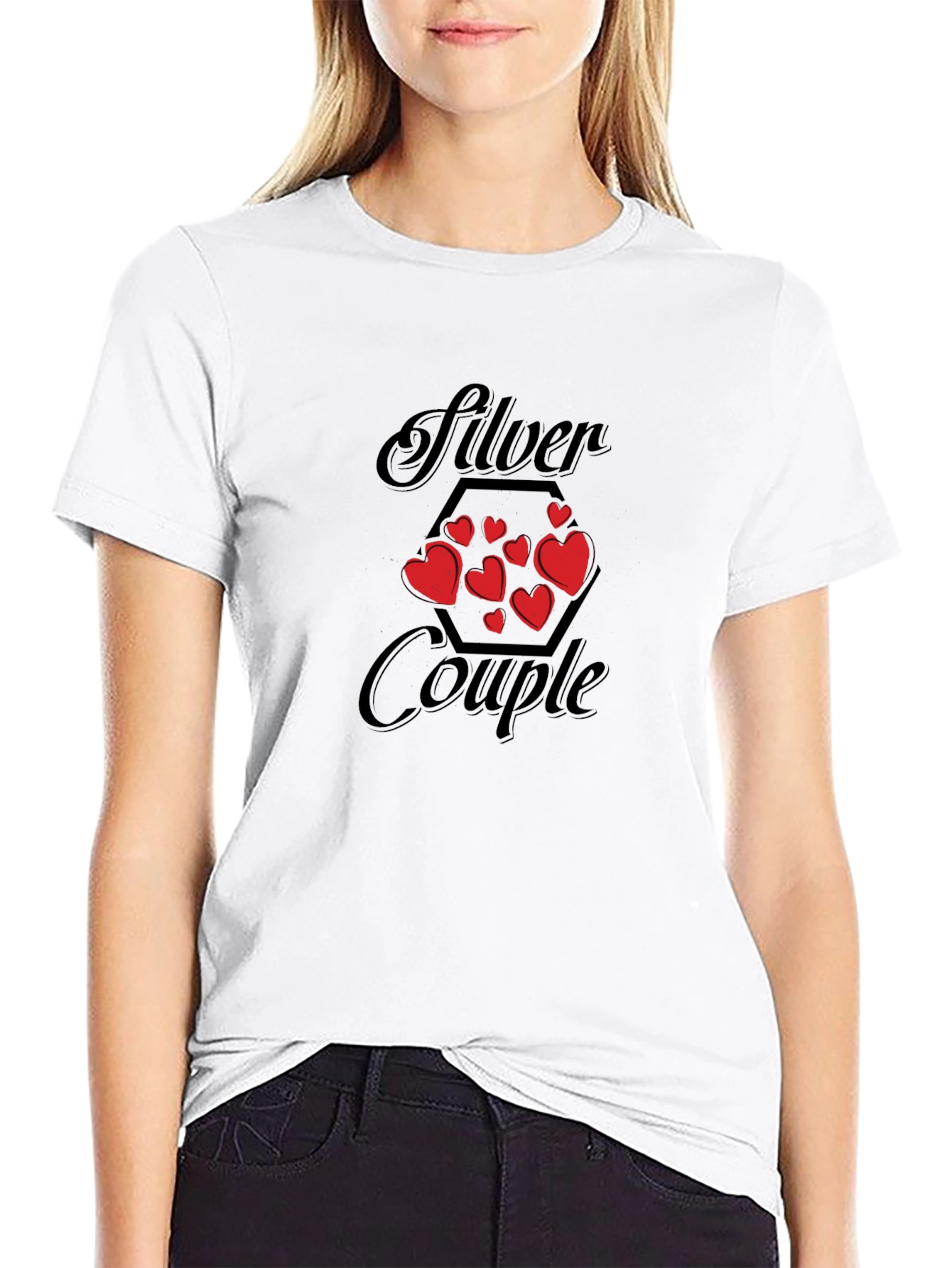 Silver Couple Heart T-Shirt