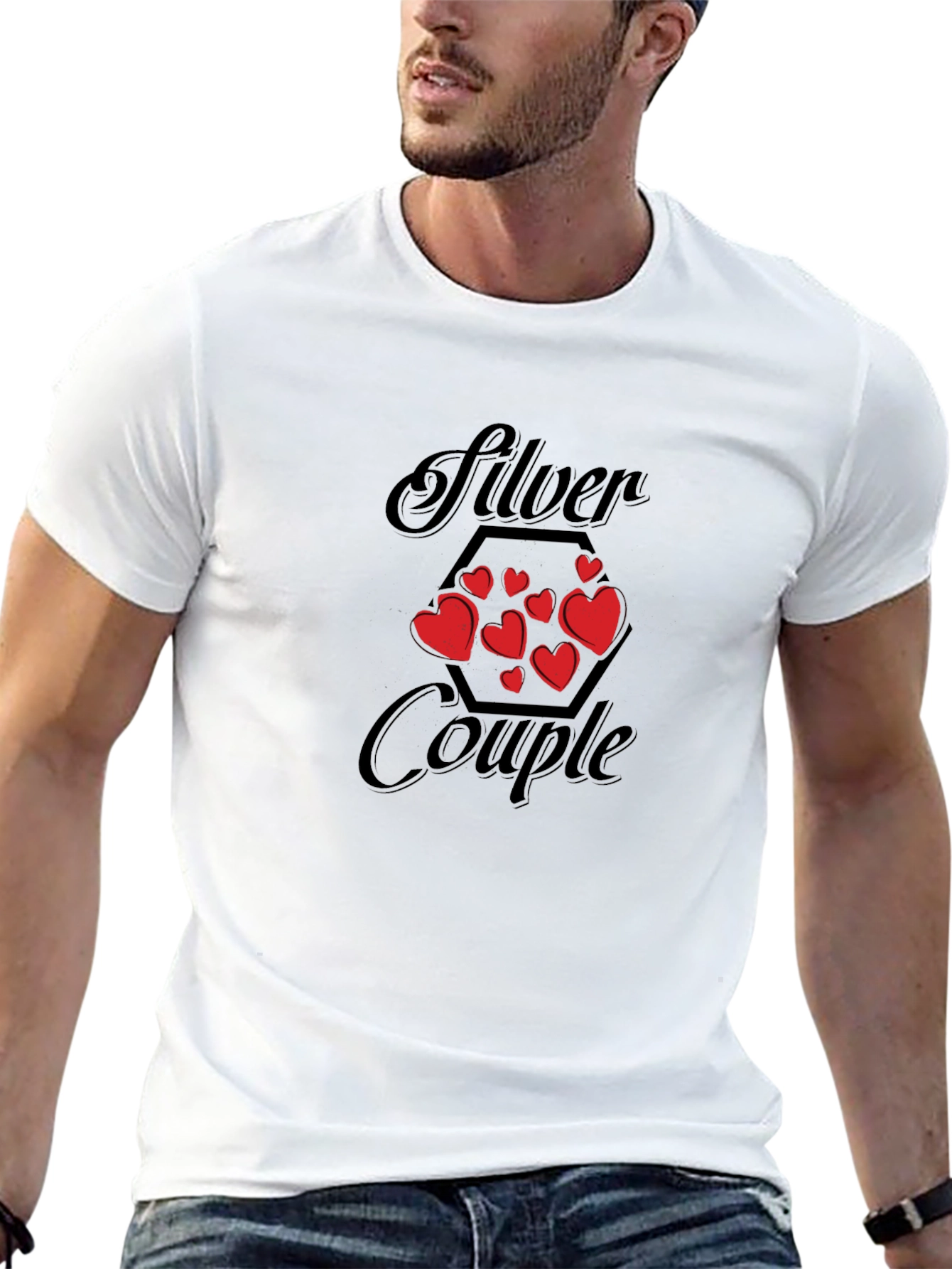 Silver Couple Heart T-Shirt