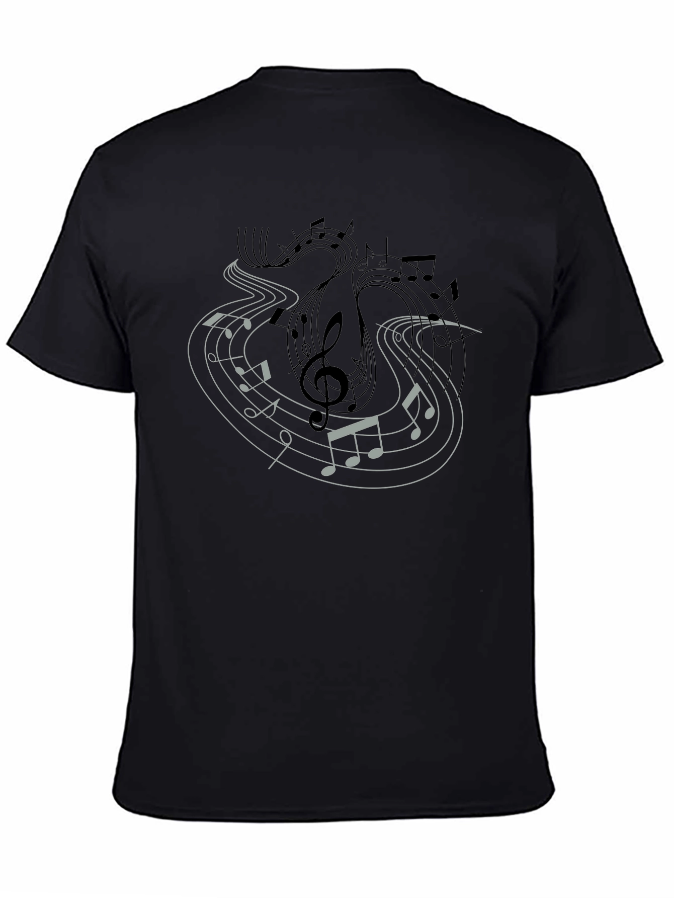 Musical Notes Graphic Tee - Black Casual Shirt