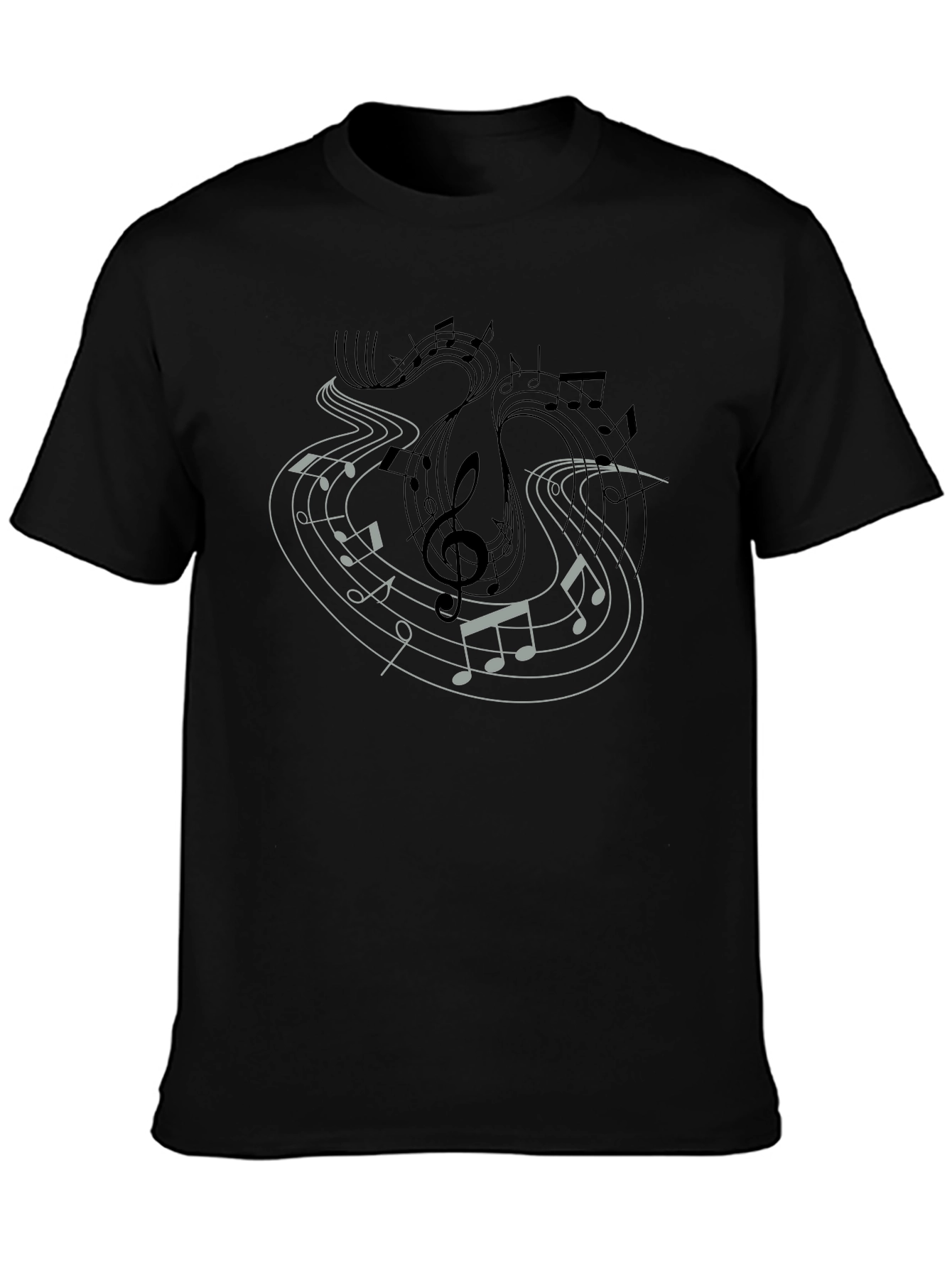 Musical Notes Graphic Tee - Black Casual Shirt