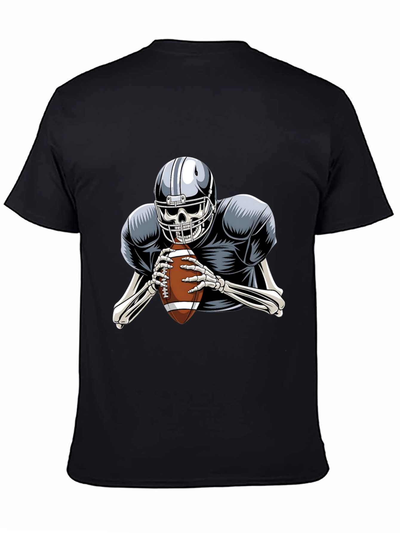 Skeleton Football Player Graphic Tee - Black