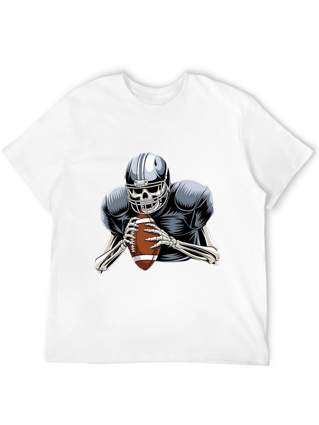 Skeleton Football Player Graphic Tee - Black
