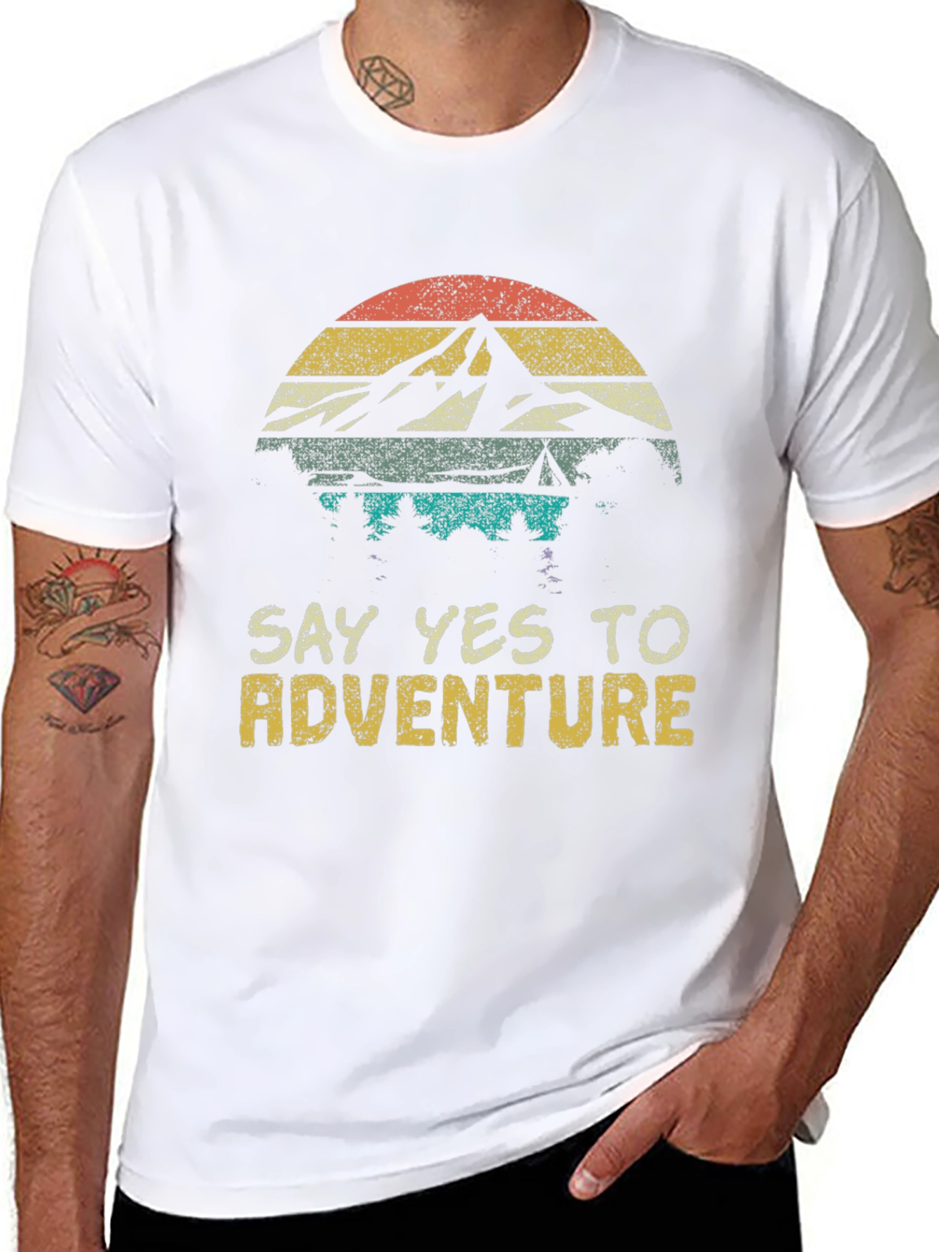 Adventure Awaits Tee - Mountain Sunset Graphic