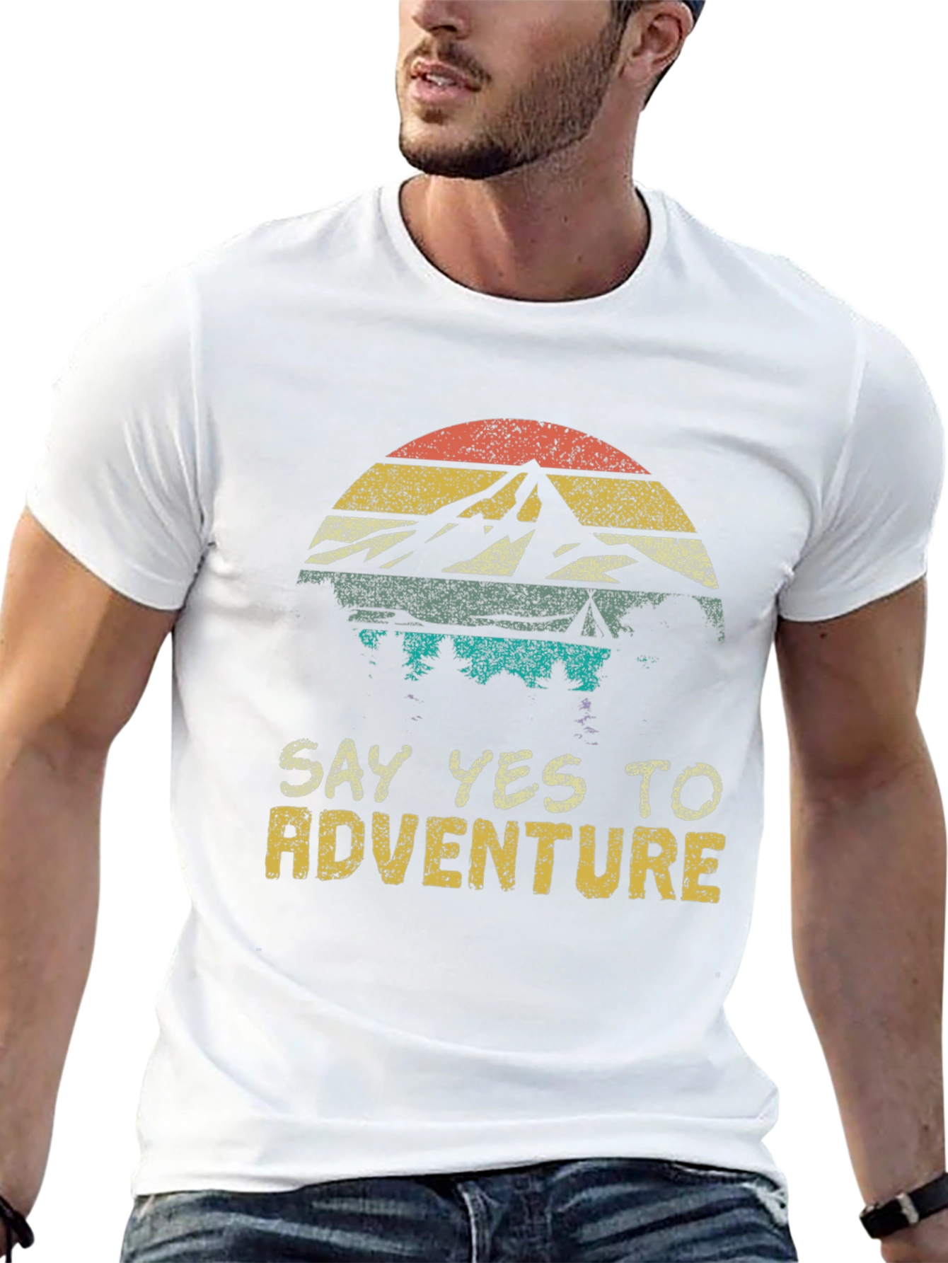 Adventure Awaits Tee - Mountain Sunset Graphic