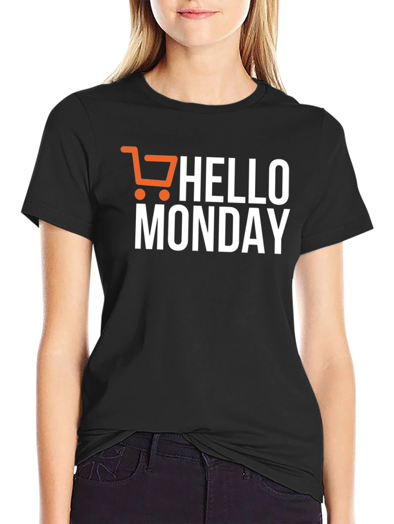 Hello Monday Black Graphic Tee Shirt
