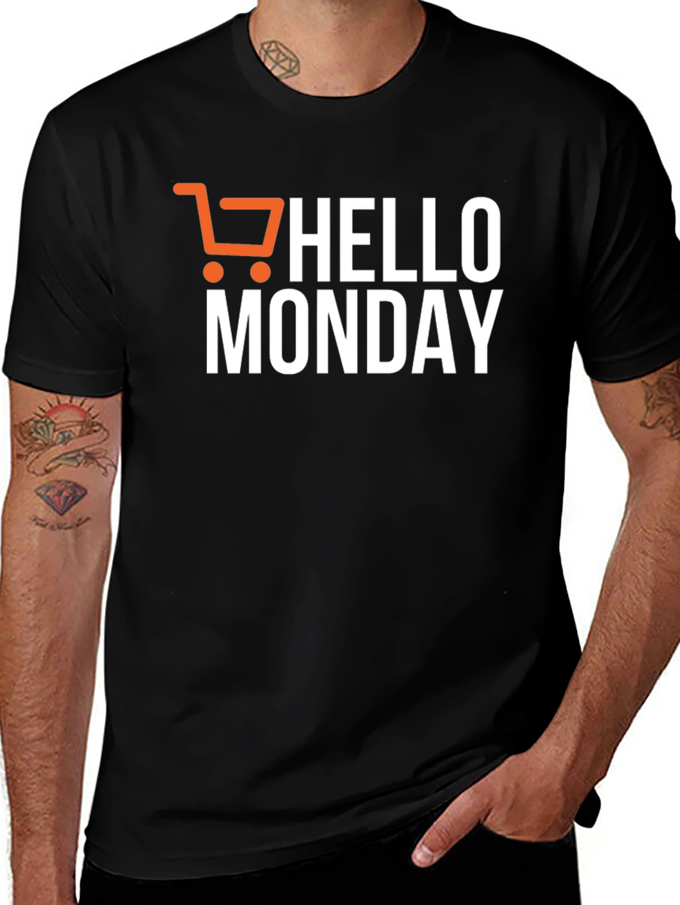Hello Monday Black Graphic Tee Shirt