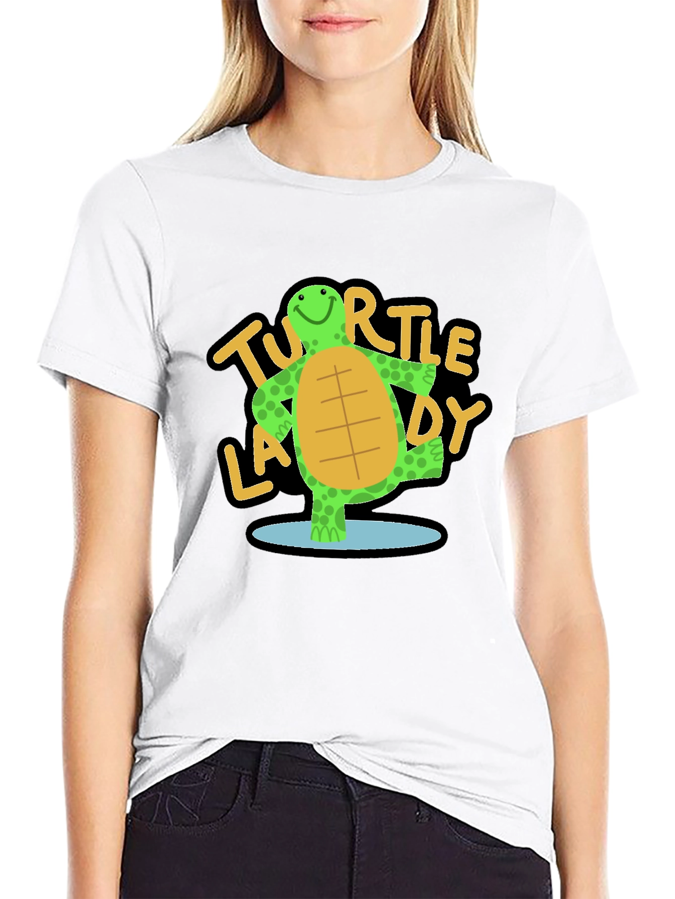 Turtle Lady T-Shirt - Cute Cartoon Graphic Tee
