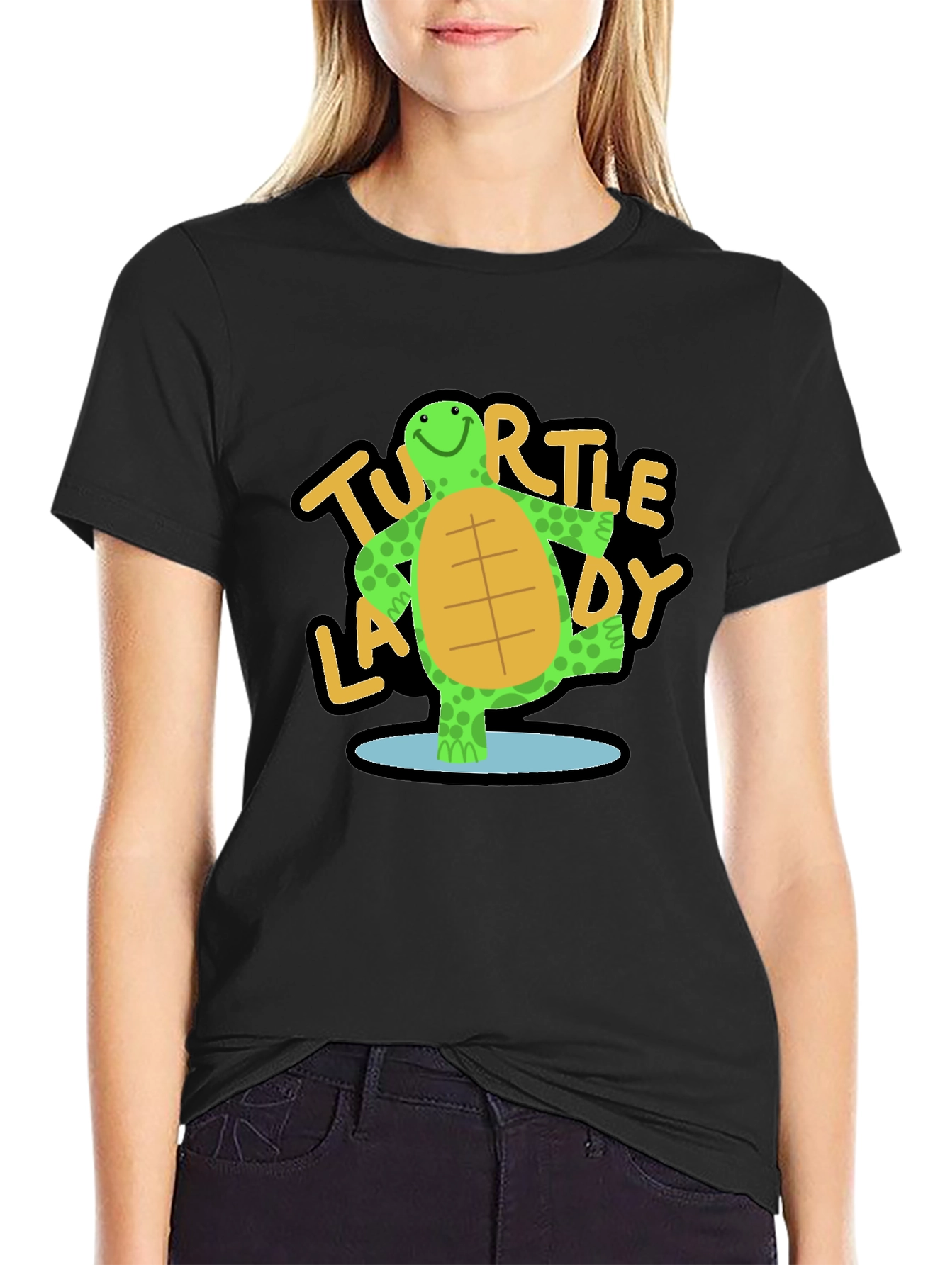 Turtle Lady T-Shirt - Cute Cartoon Graphic Tee