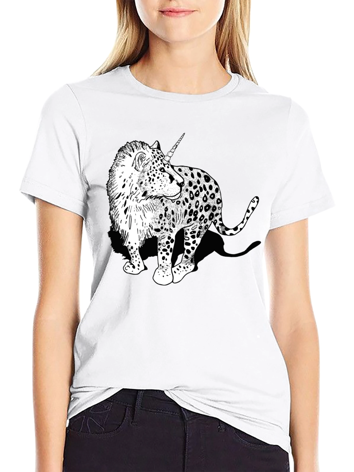 Unicorn Leopard Graphic Print Tee