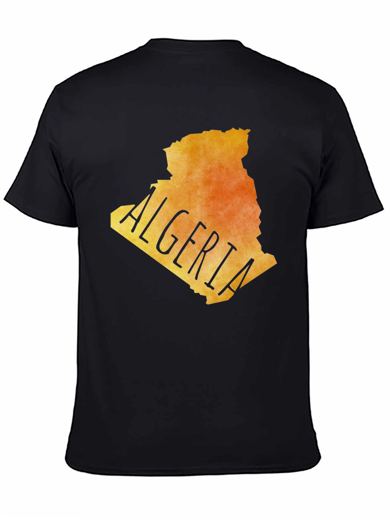 Algeria Map Graphic Tee - Black Cotton Blend T-Shirt