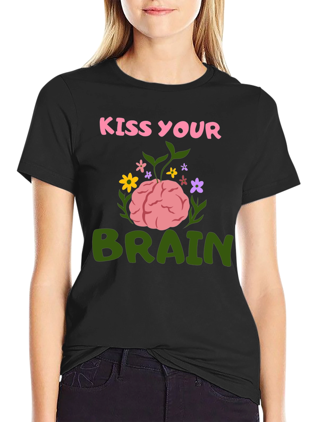 Kiss Your Brain Graphic Tee - Black T-Shirt