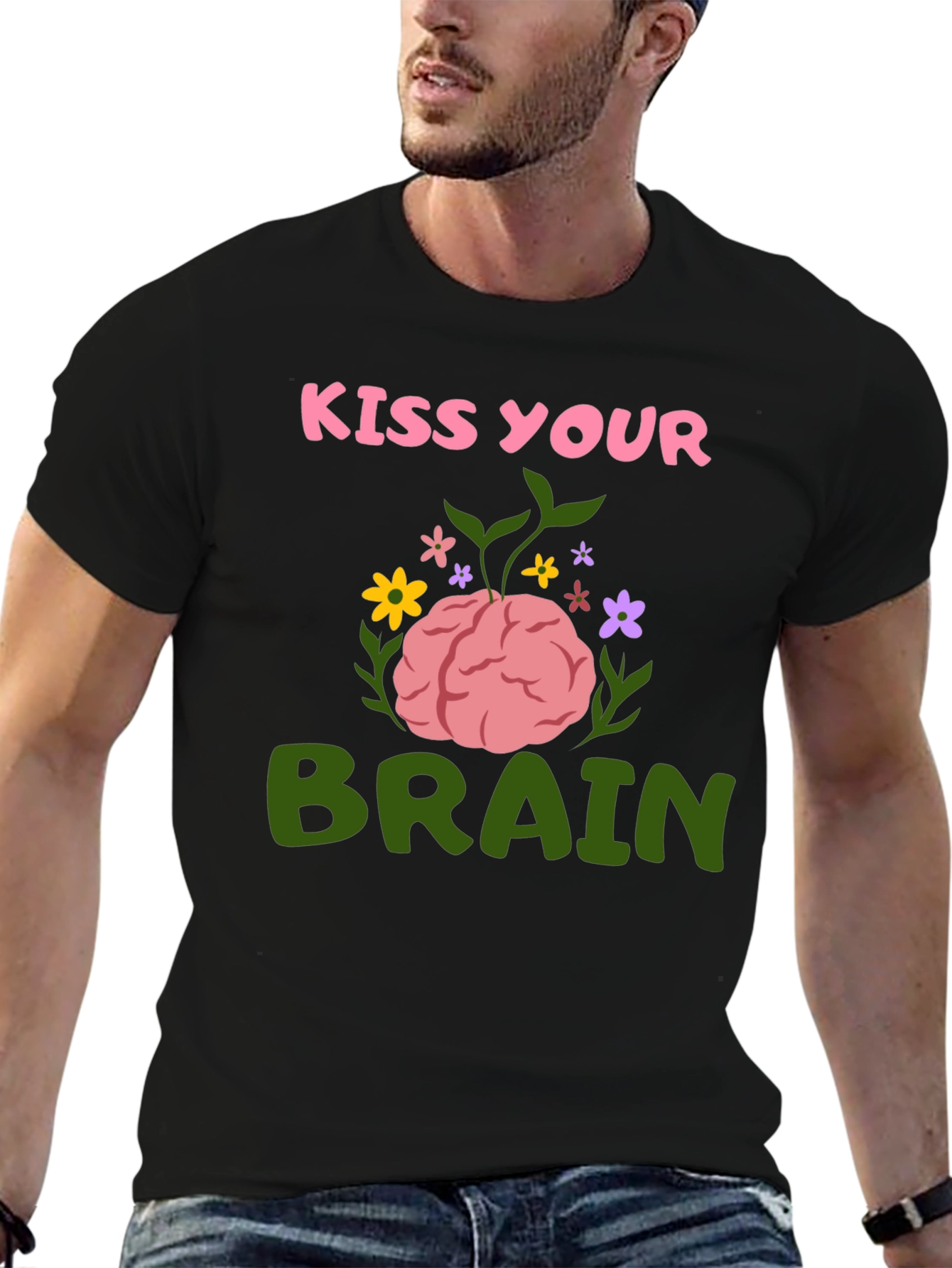 Kiss Your Brain Graphic Tee - Black T-Shirt