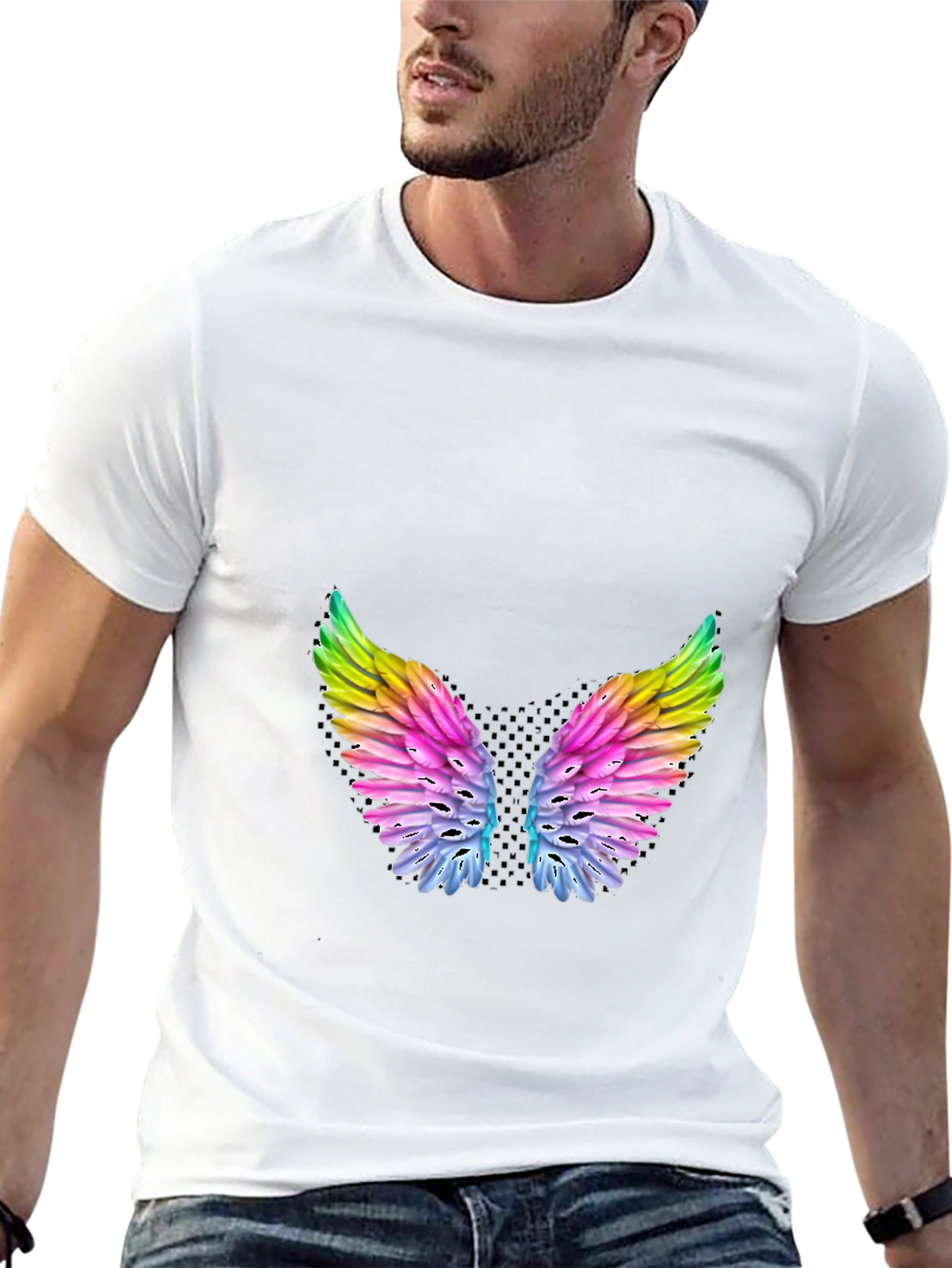 Rainbow Wings Graphic Black T-Shirt