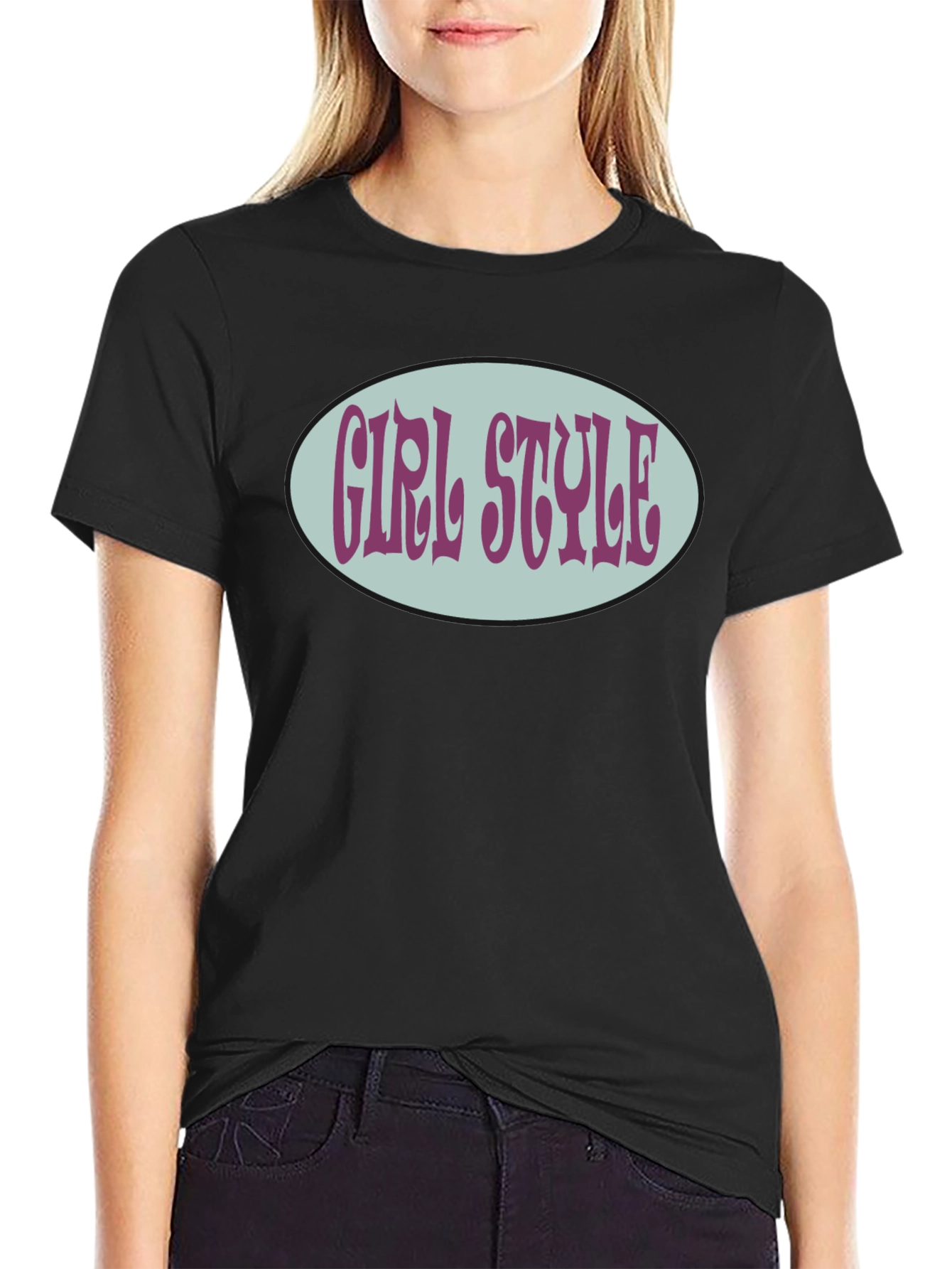 Girl Style Graphic Tee - Retro Oval Design