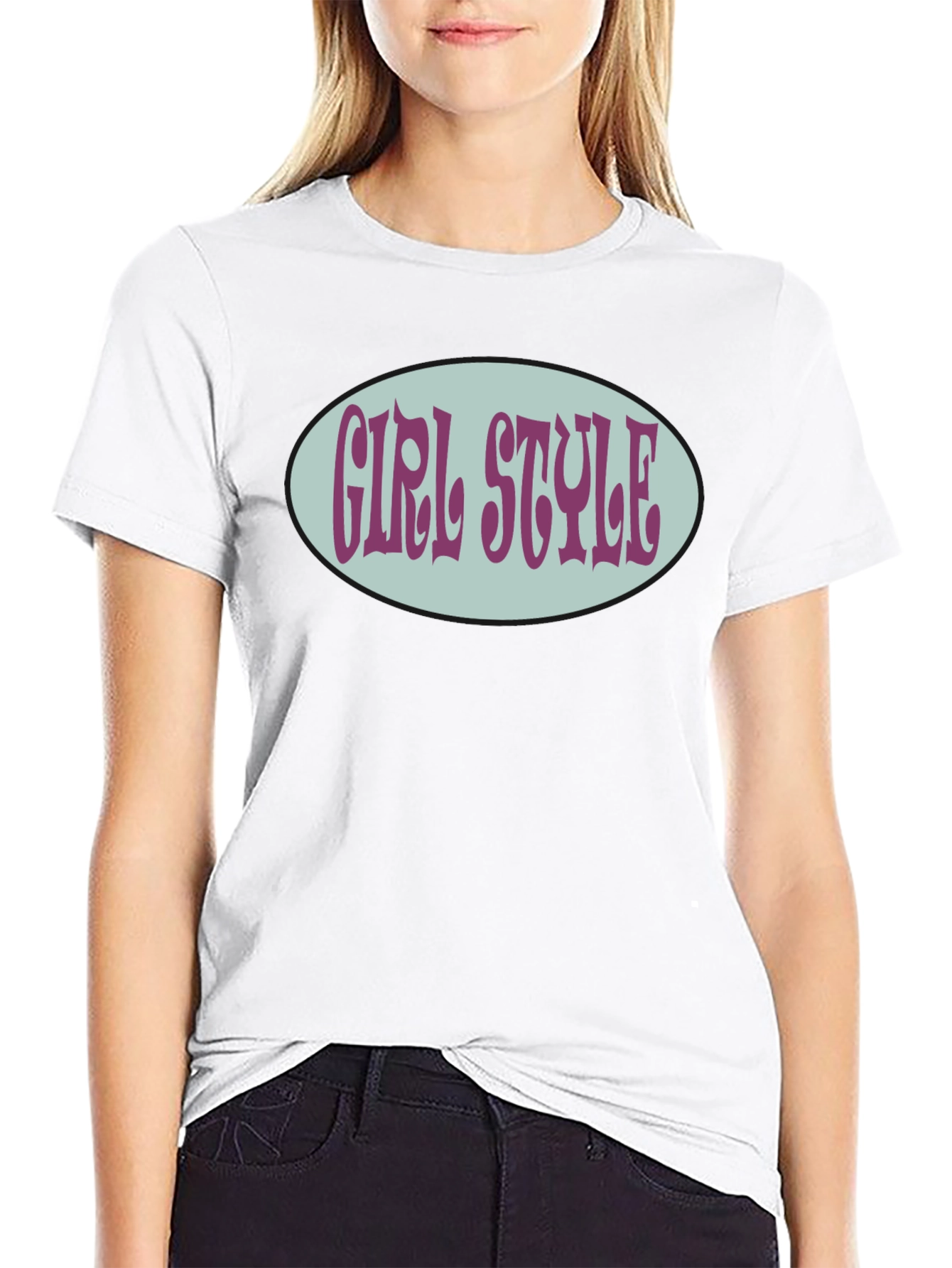 Girl Style Graphic Tee - Retro Oval Design