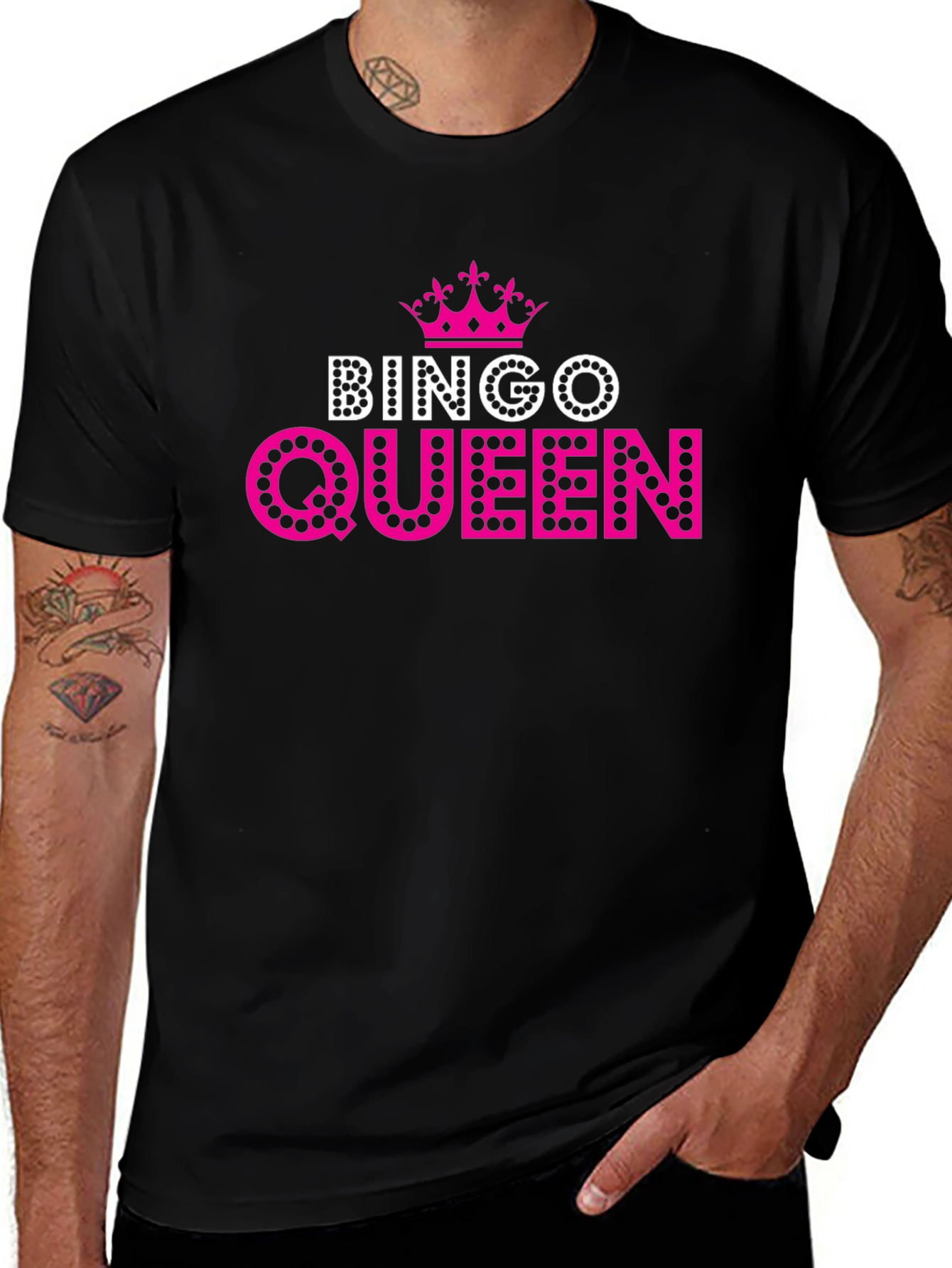 Bingo Queen T-Shirt - Pink Crown Design