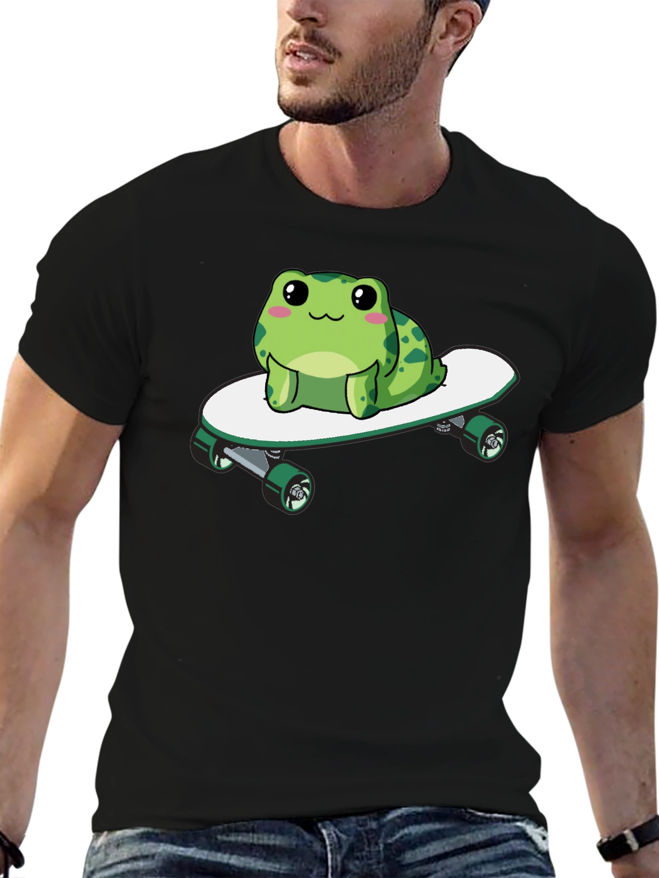 Frog on Skateboard Graphic Tee - Fun & Stylish!