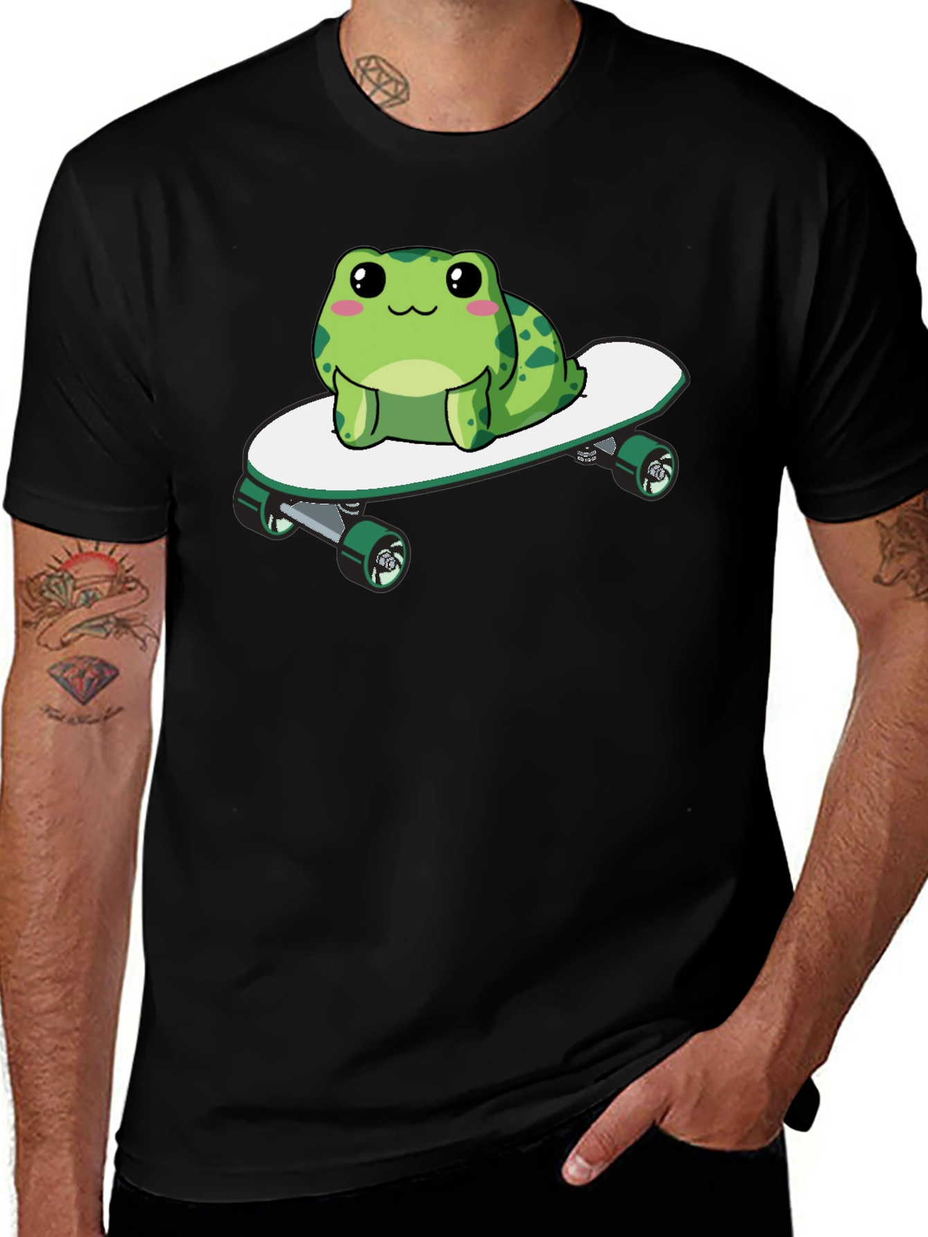 Frog on Skateboard Graphic Tee - Fun & Stylish!