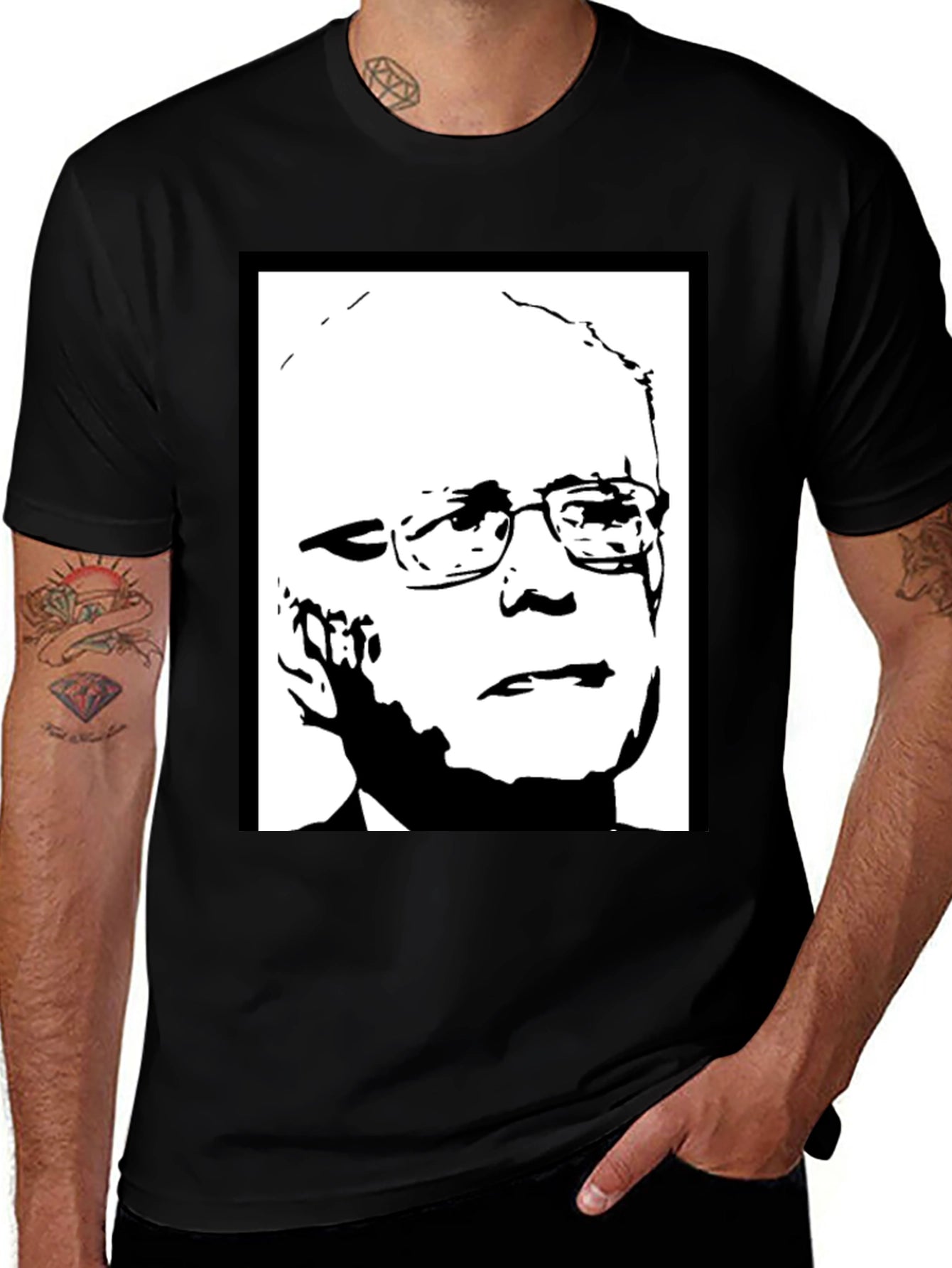 Political Graphic Tee - Bernie Sanders Portrait Shirt