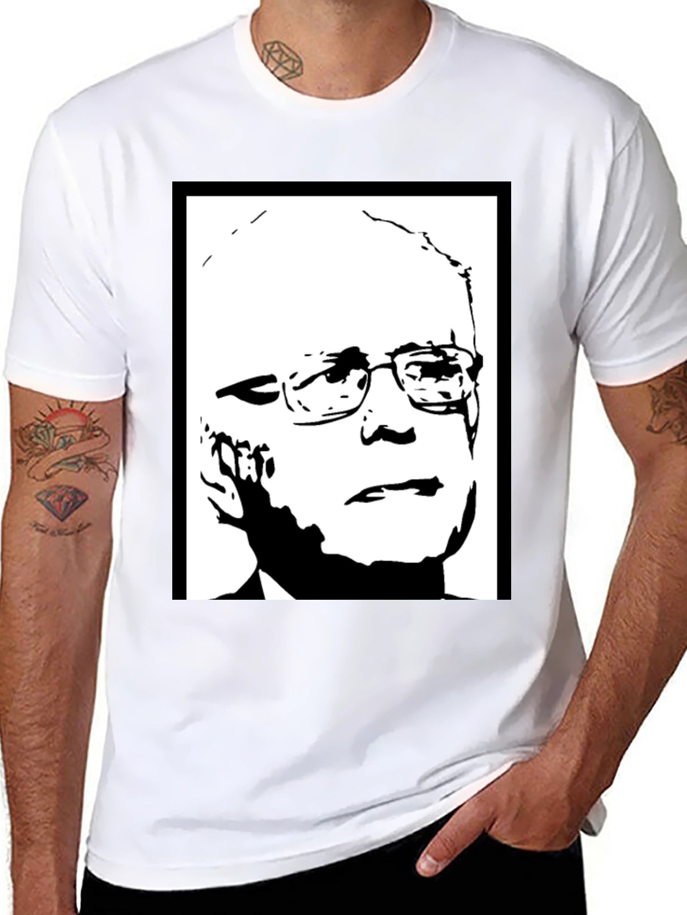 Political Graphic Tee - Bernie Sanders Portrait Shirt