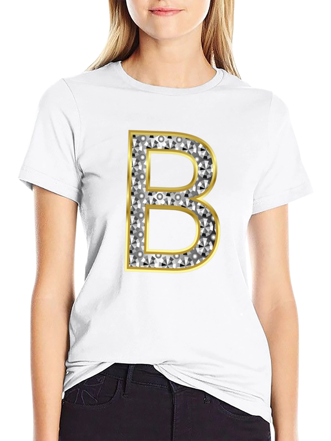 Diamond Initial B Graphic Tee - Black