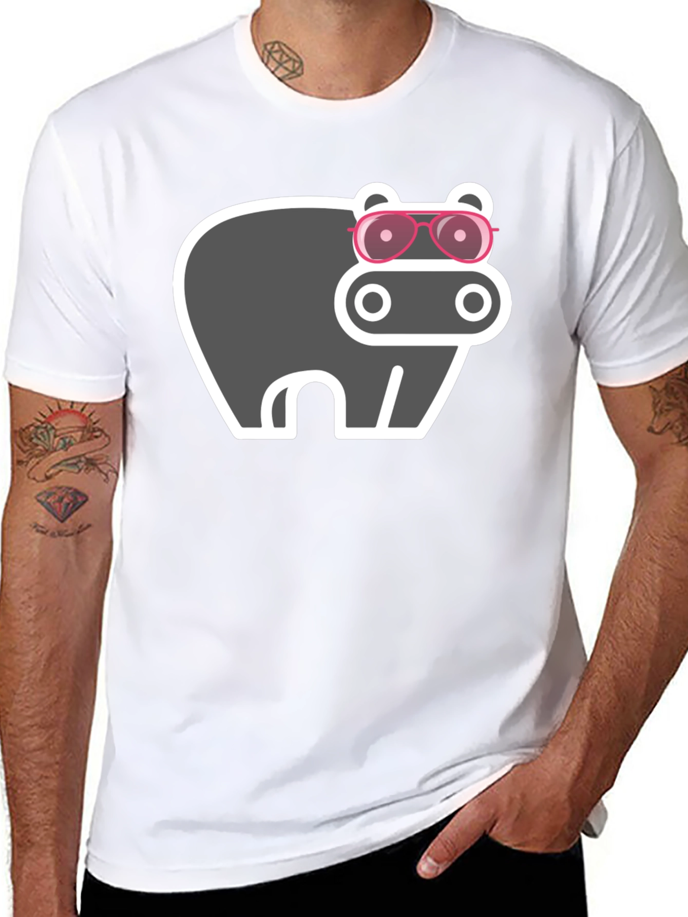 Hippo with Sunglasses Graphic Tee