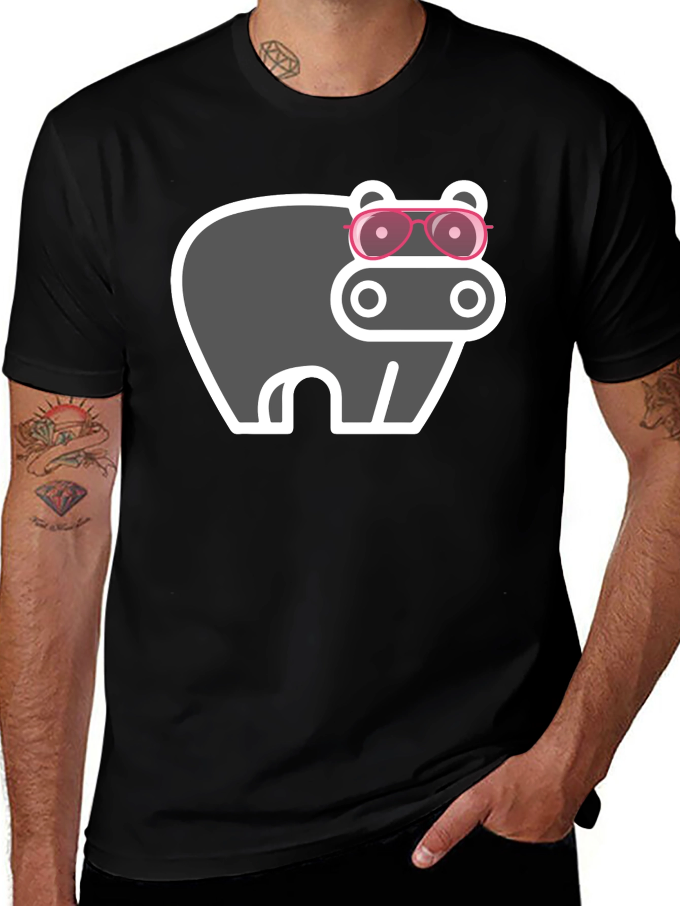 Hippo with Sunglasses Graphic Tee