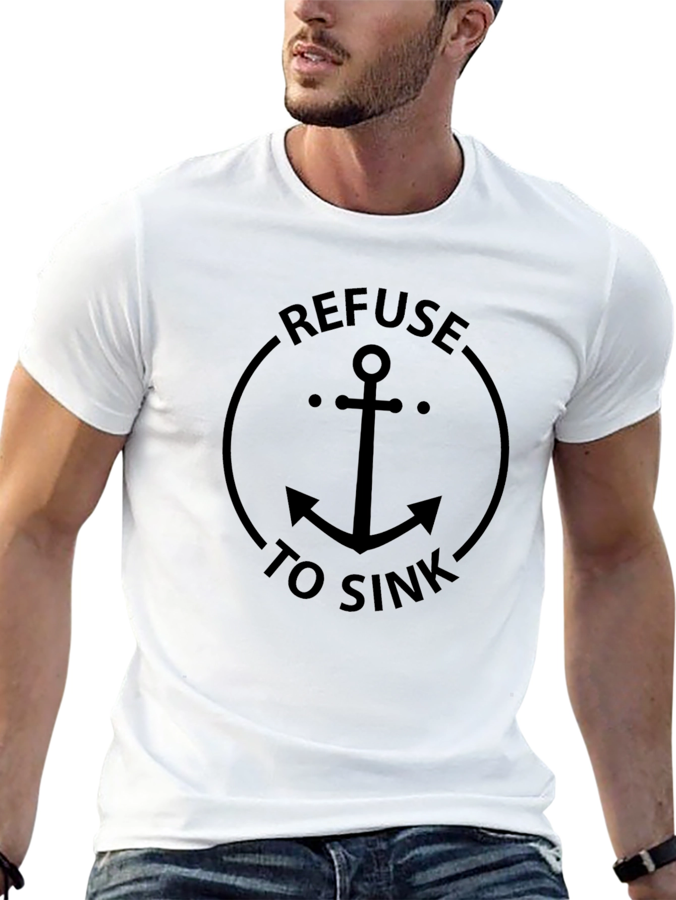 Refuse To Sink Anchor Graphic Tee - Black