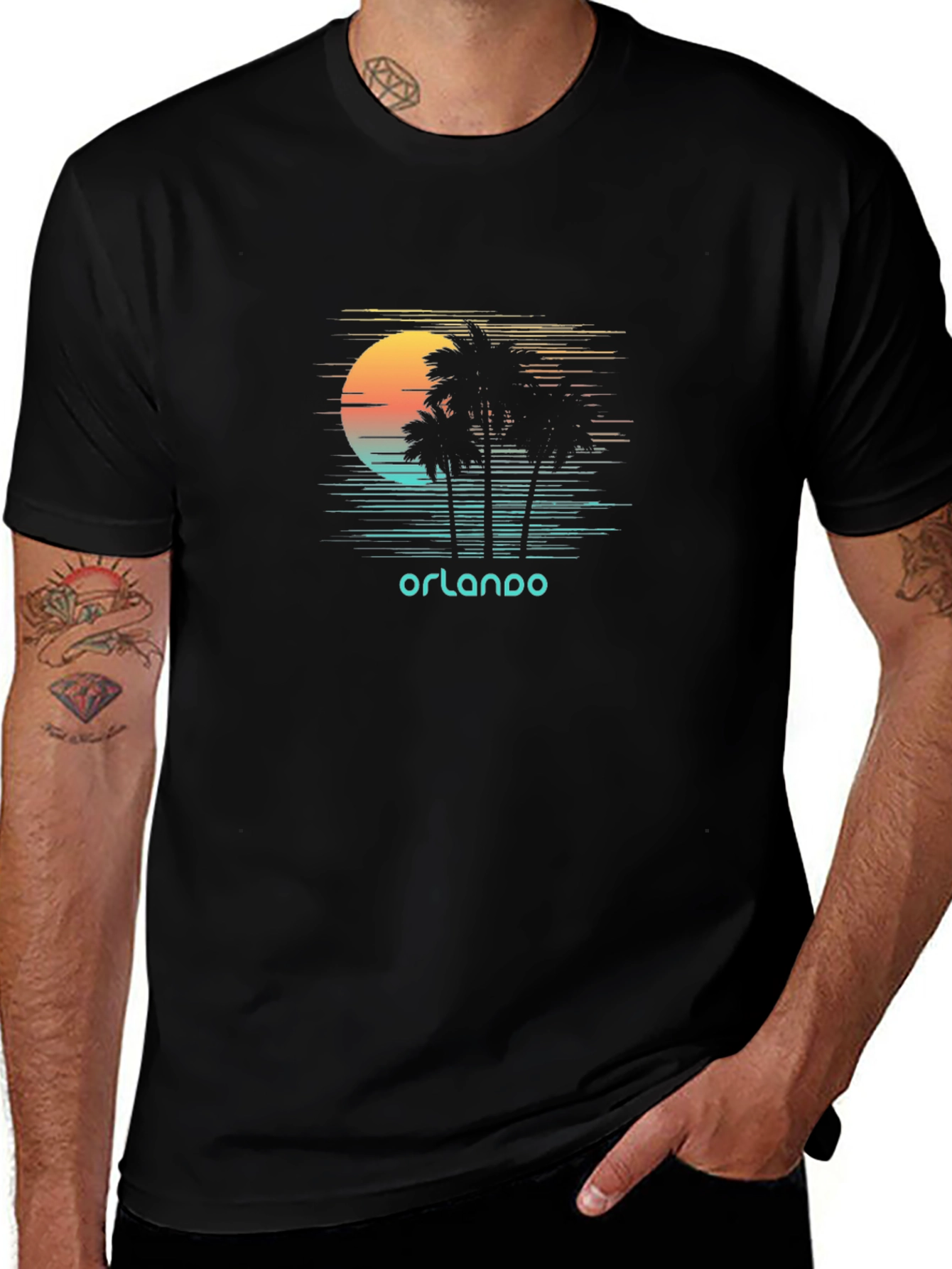 Orlando Sunset Palm Tree Graphic Tee