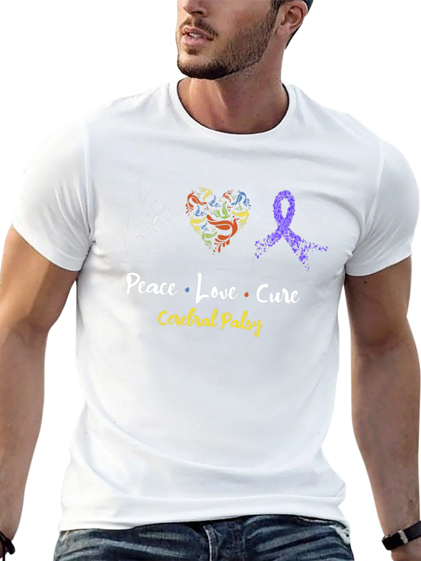 Peace Love Cure Cerebral Palsy Awareness T-Shirt