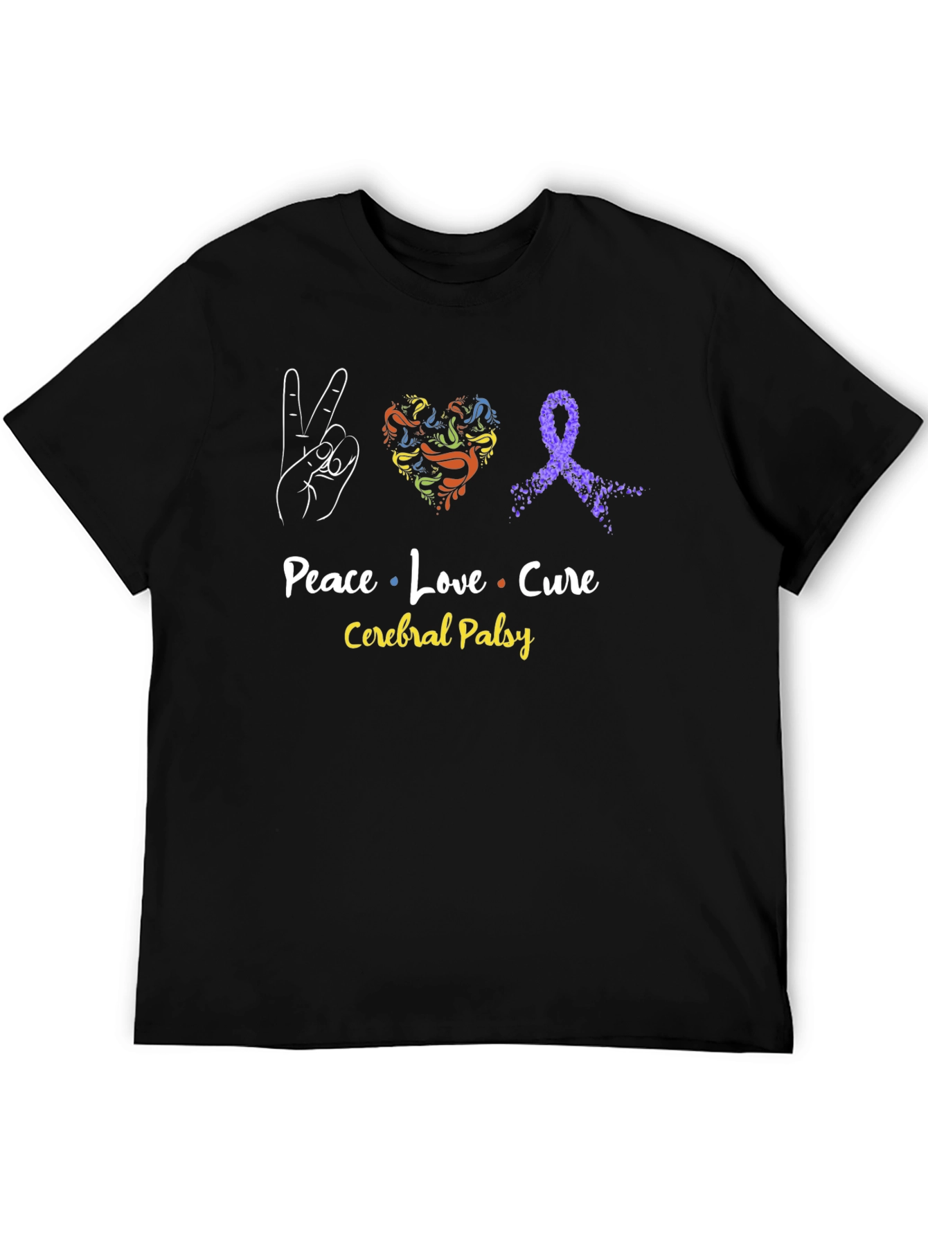 Peace Love Cure Cerebral Palsy Awareness T-Shirt