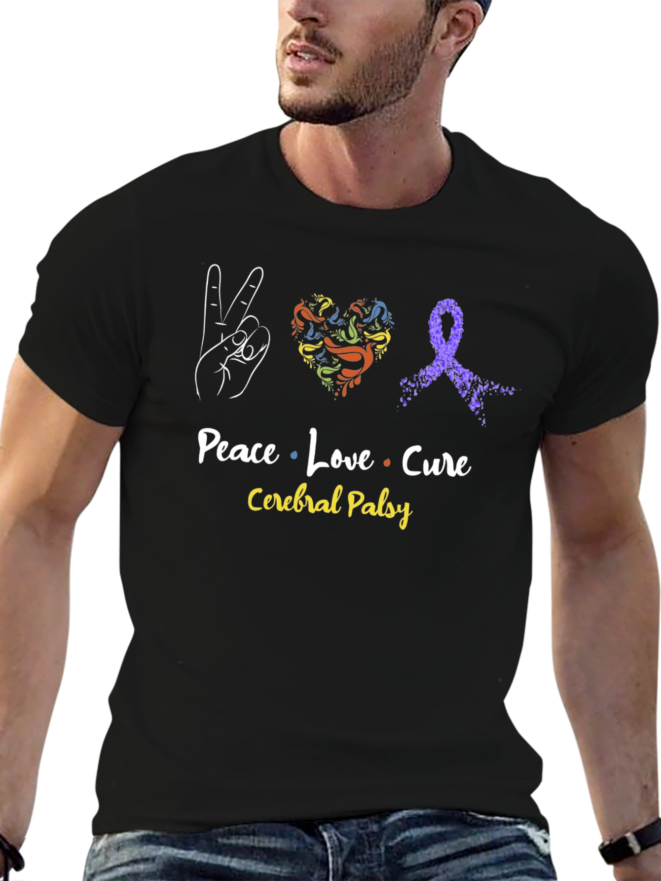 Peace Love Cure Cerebral Palsy Awareness T-Shirt