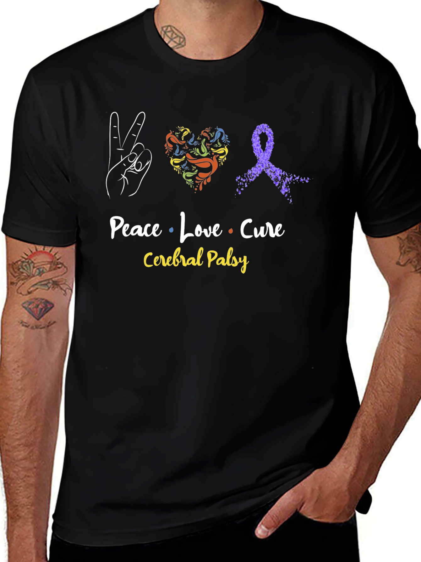 Peace Love Cure Cerebral Palsy Awareness T-Shirt