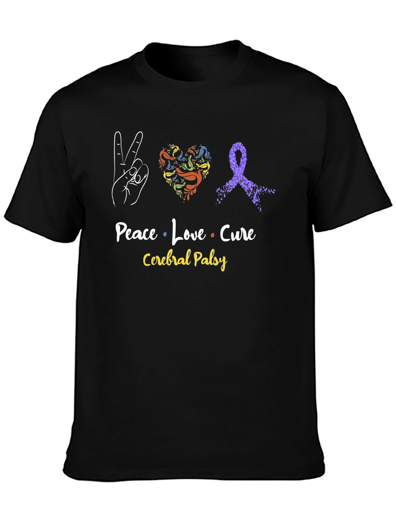 Peace Love Cure Cerebral Palsy Awareness T-Shirt