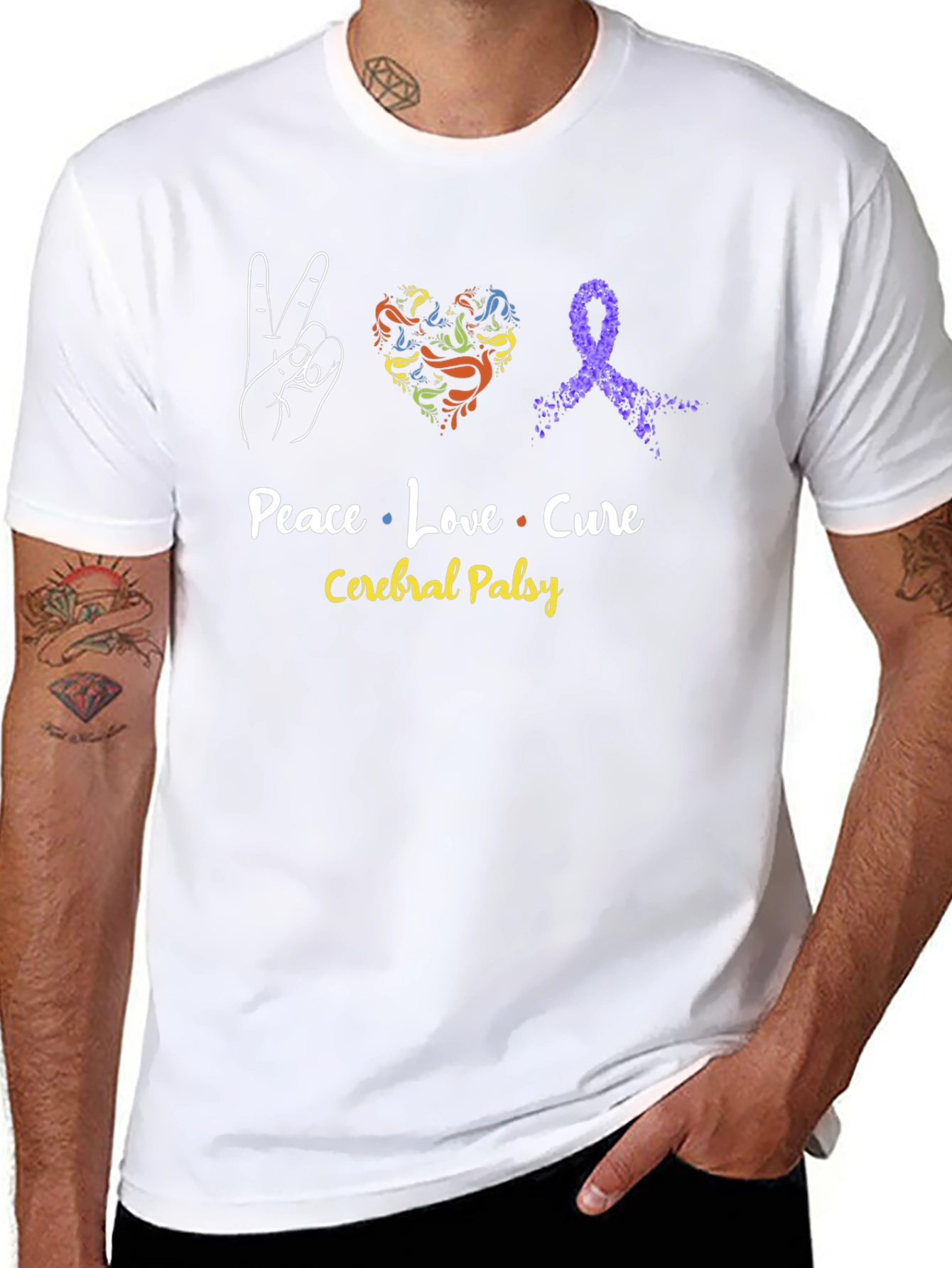 Peace Love Cure Cerebral Palsy Awareness T-Shirt