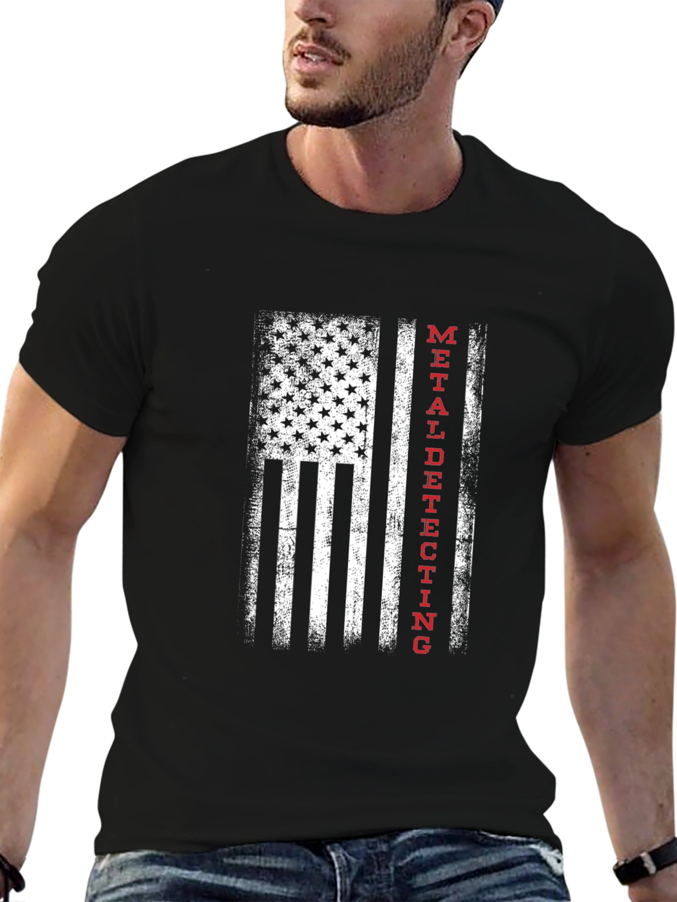 Metal Detecting USA Flag T-Shirt