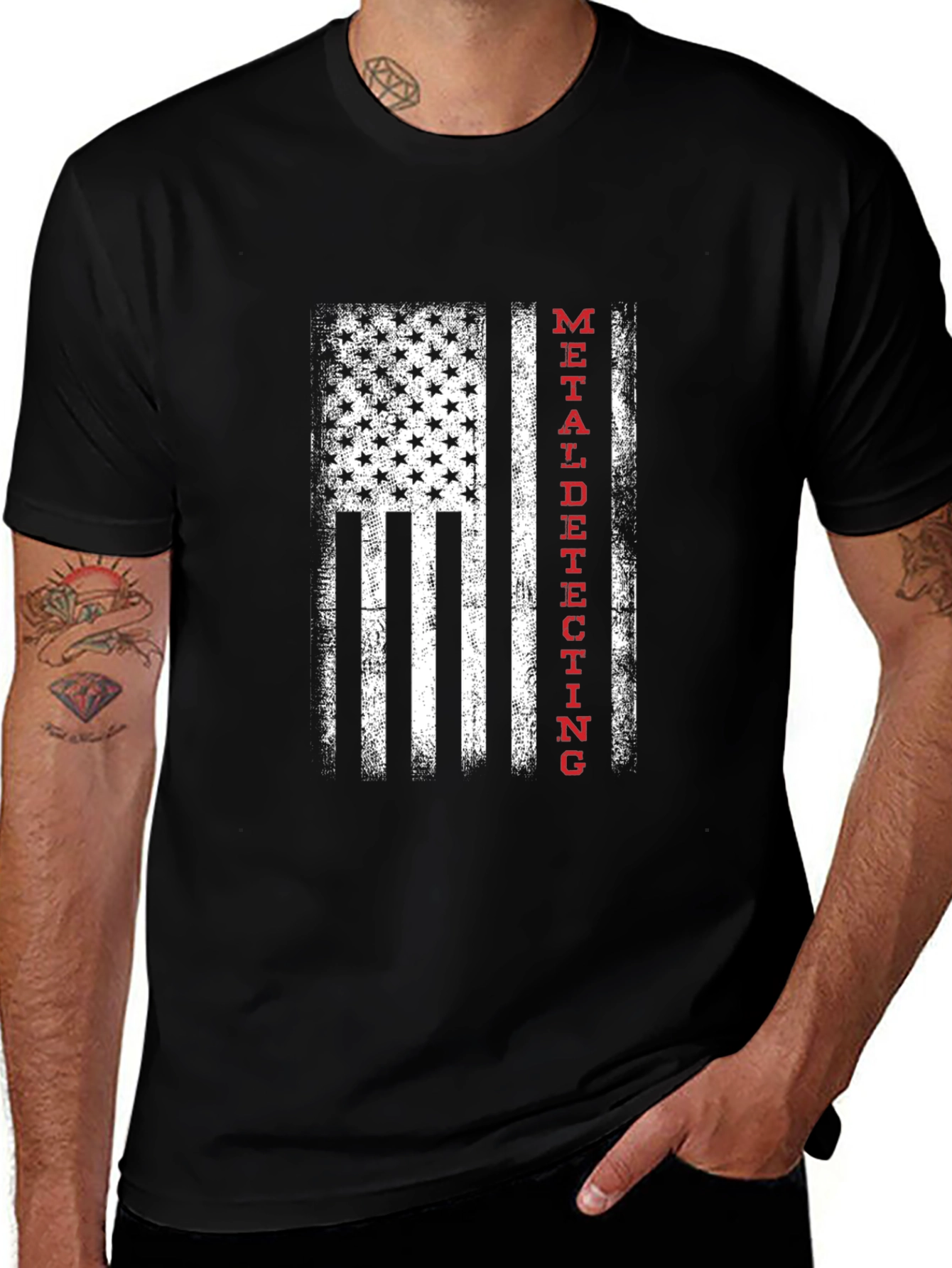 Metal Detecting USA Flag T-Shirt