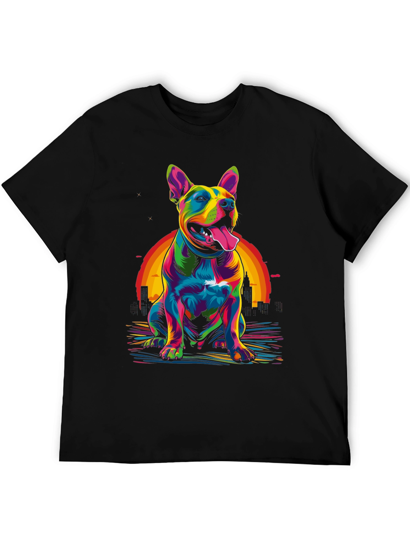 Colorful Dog Graphic T-Shirt
